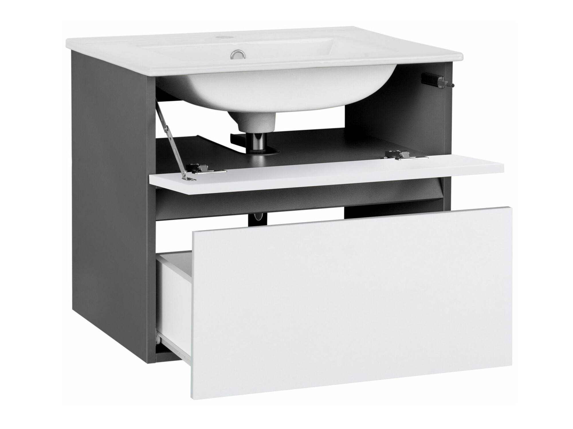 Fali szekrény mosdónak Denton 1478 (Fehér + Antracit)