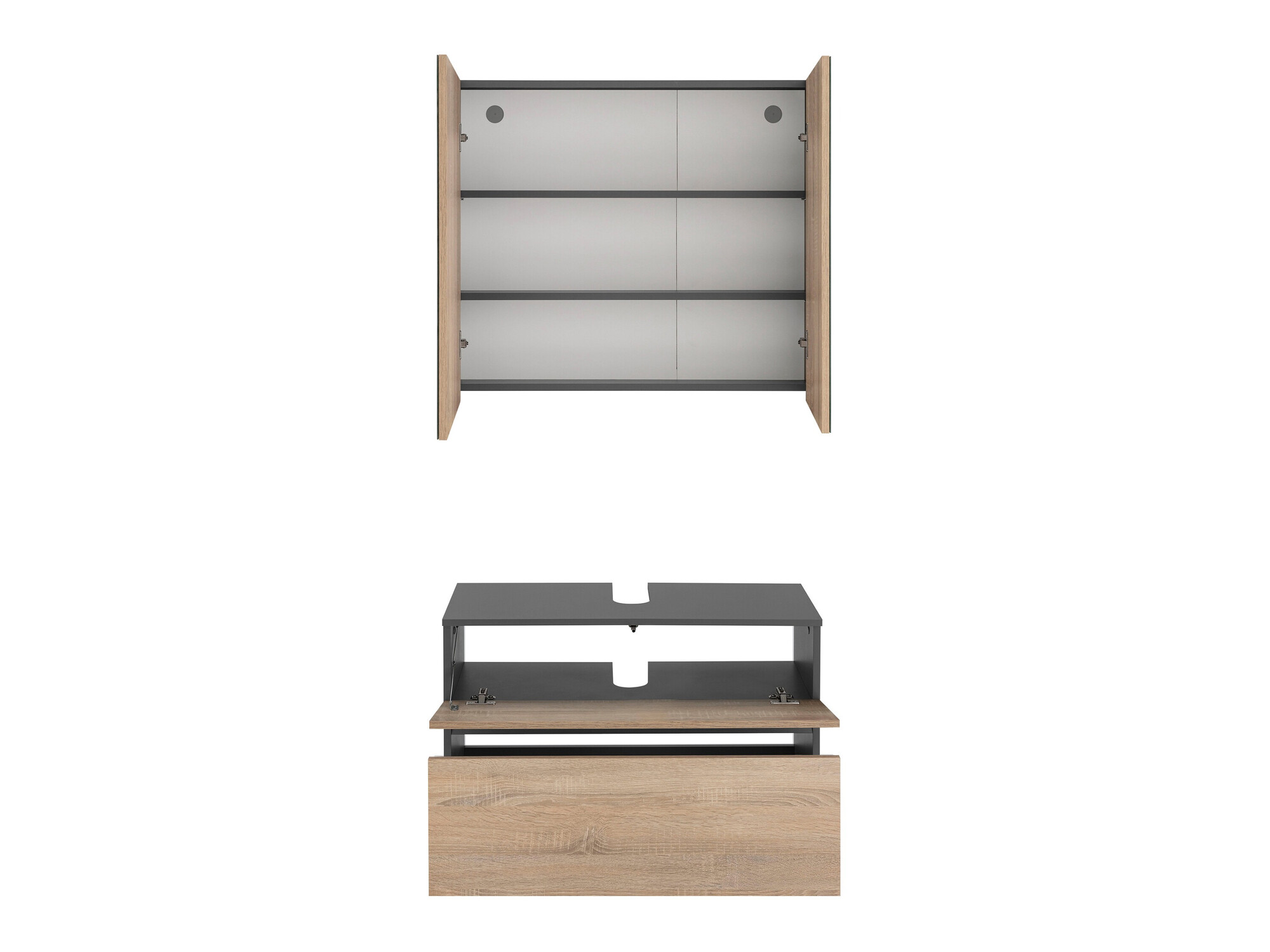 Fürdőszobai garnitúra Soncamu 116 (Antracit + Tölgy)