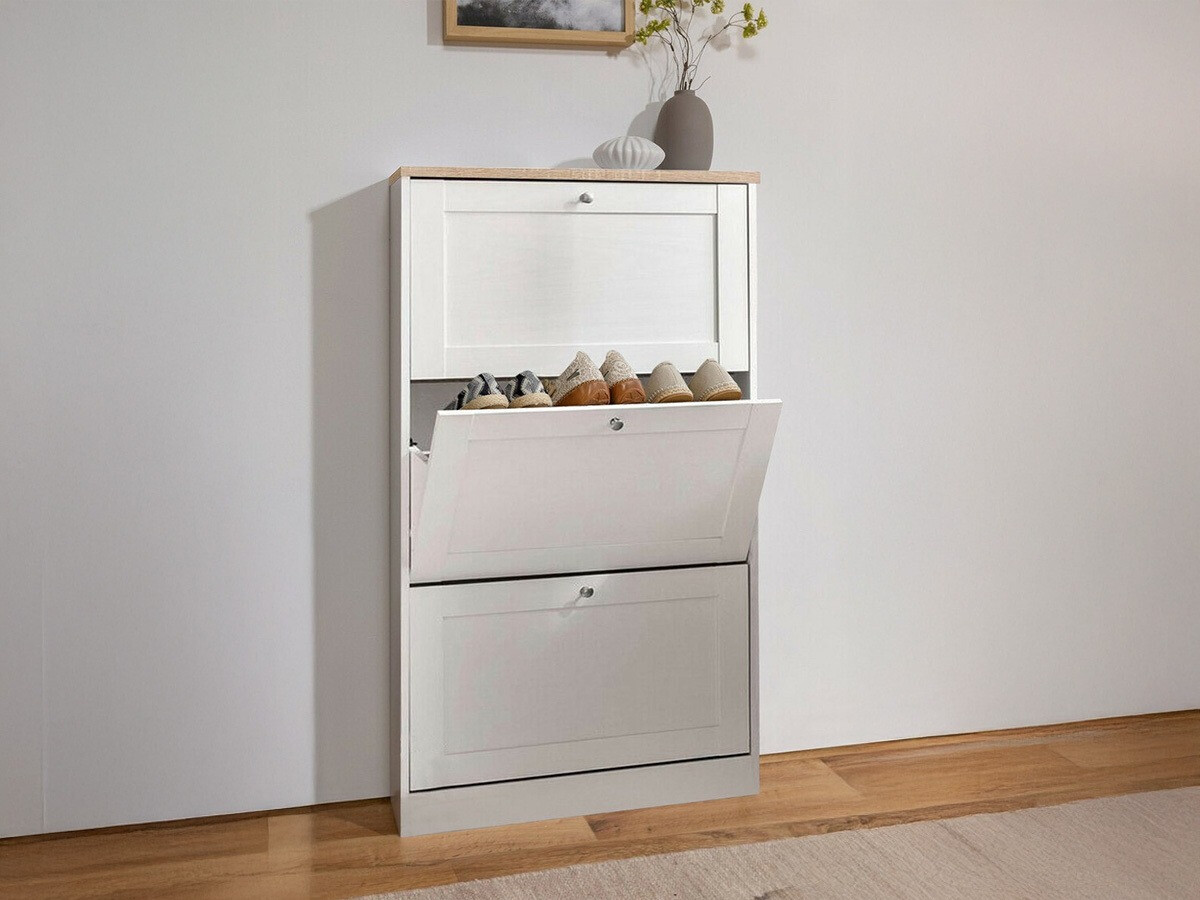 Cipőtároló Cirtene 101 (Fehér + Tölgy)