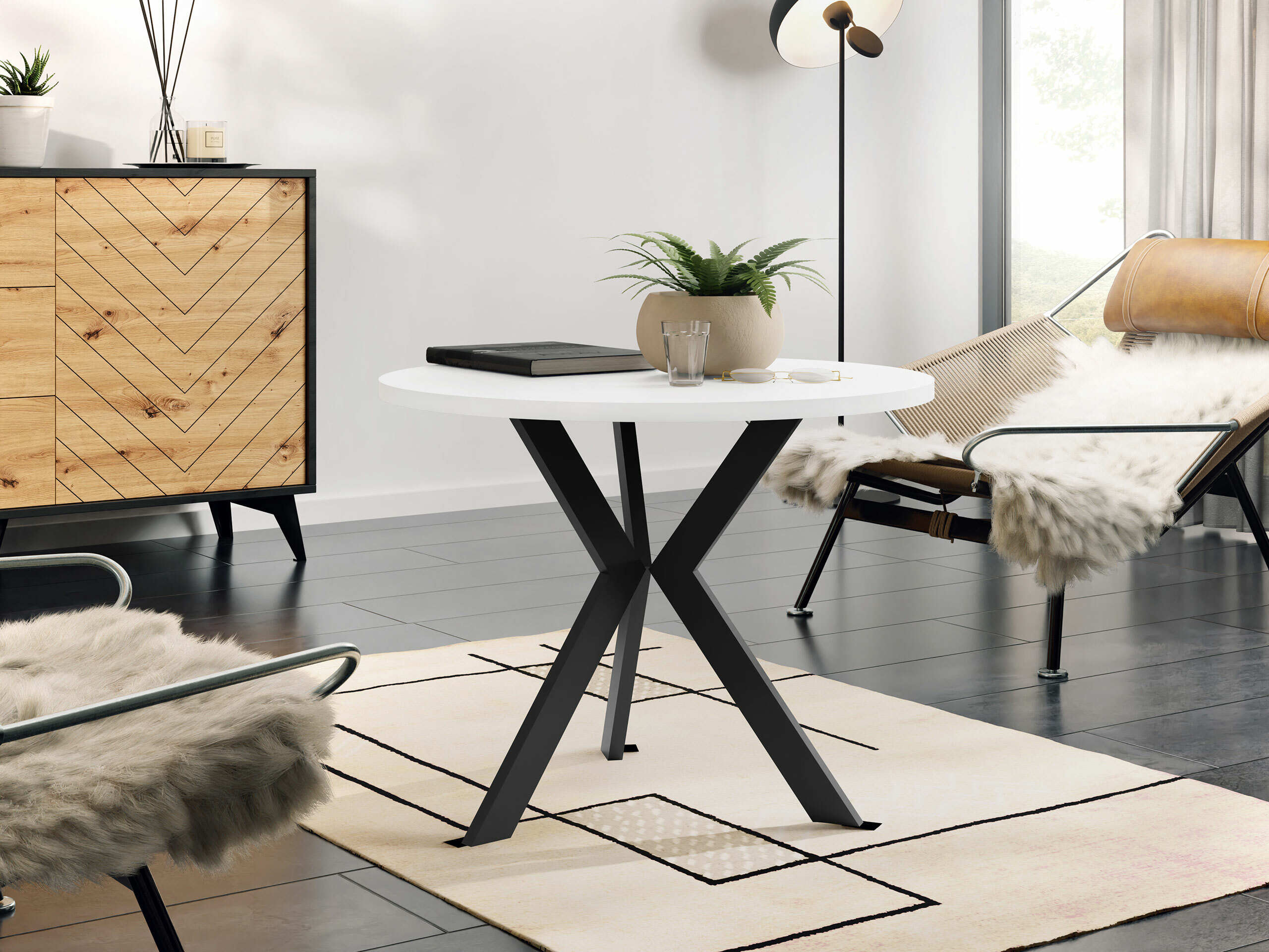 Dohányzóasztal Dearborn 106 (Fehér + Fekete)