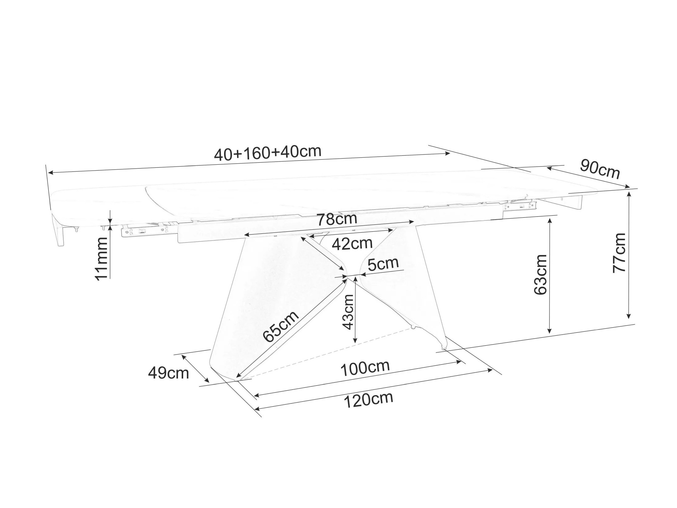 Asztal Detroit 757 (Fekete márvány + Fekete)