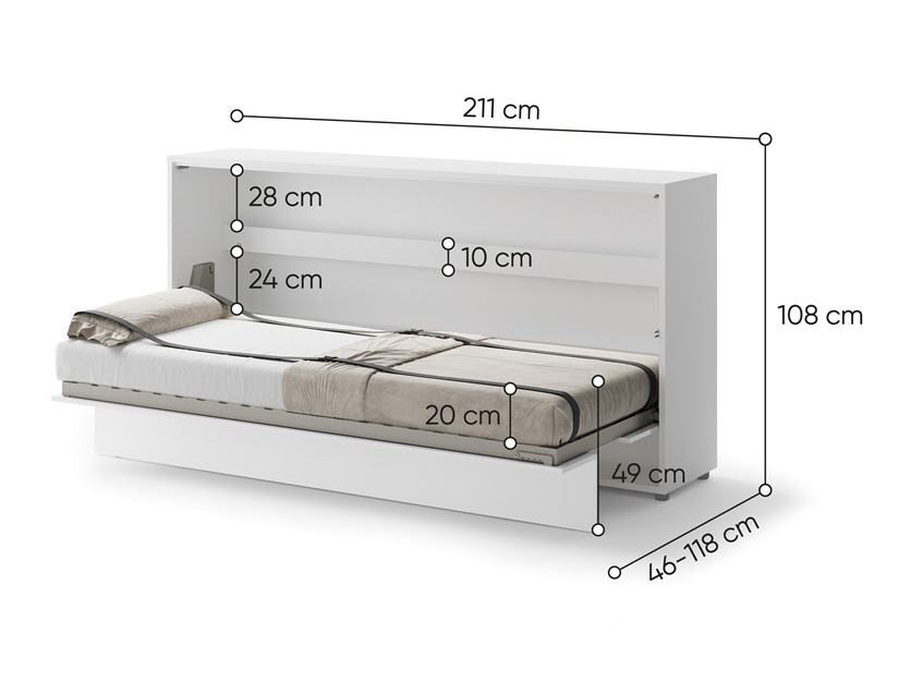 Szekrényágy Concept Pro Lenart Levfere 115 (Fényes fehér)