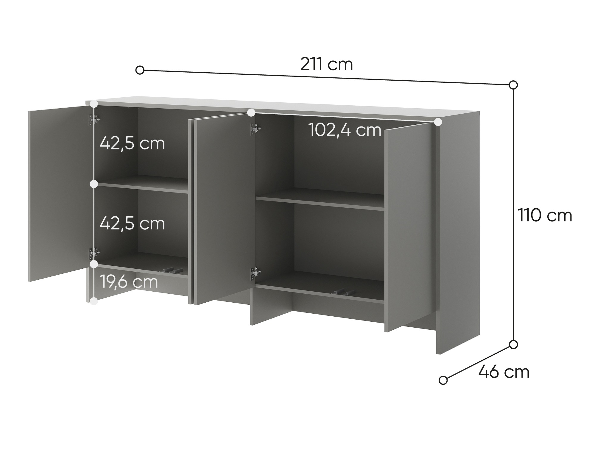 Szekrény Concept Pro Lenart Levfere 120 (Szürke)
