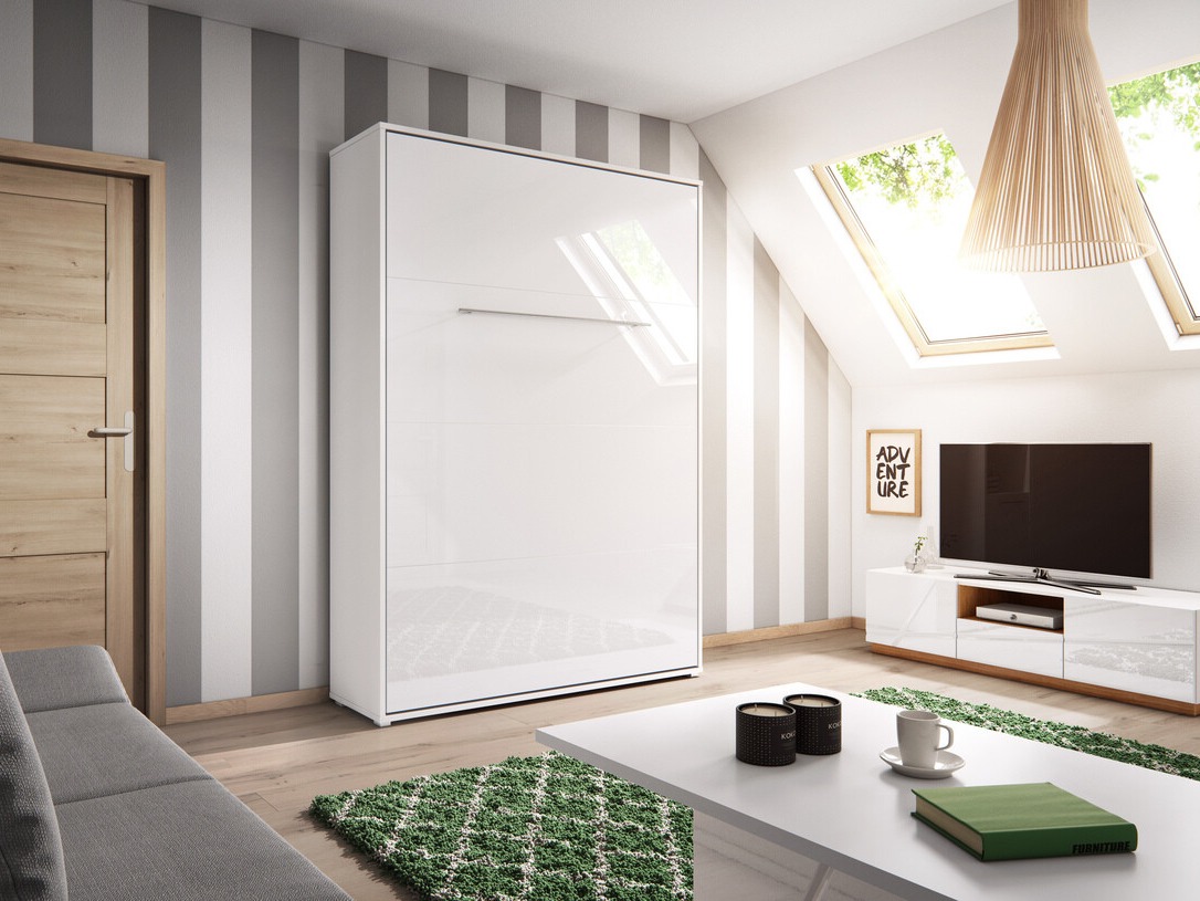 Szekrényágy Concept Pro Lenart III (Fehér + Fényes fehér)