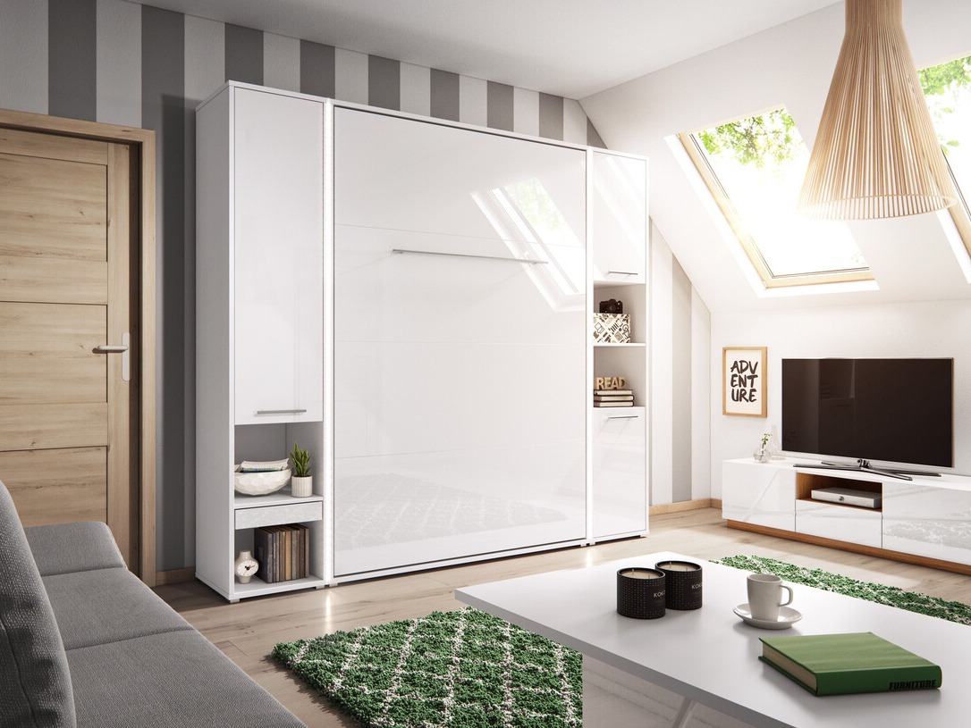 Szekrényágy Concept Pro Lenart III (Fehér + Fényes fehér)