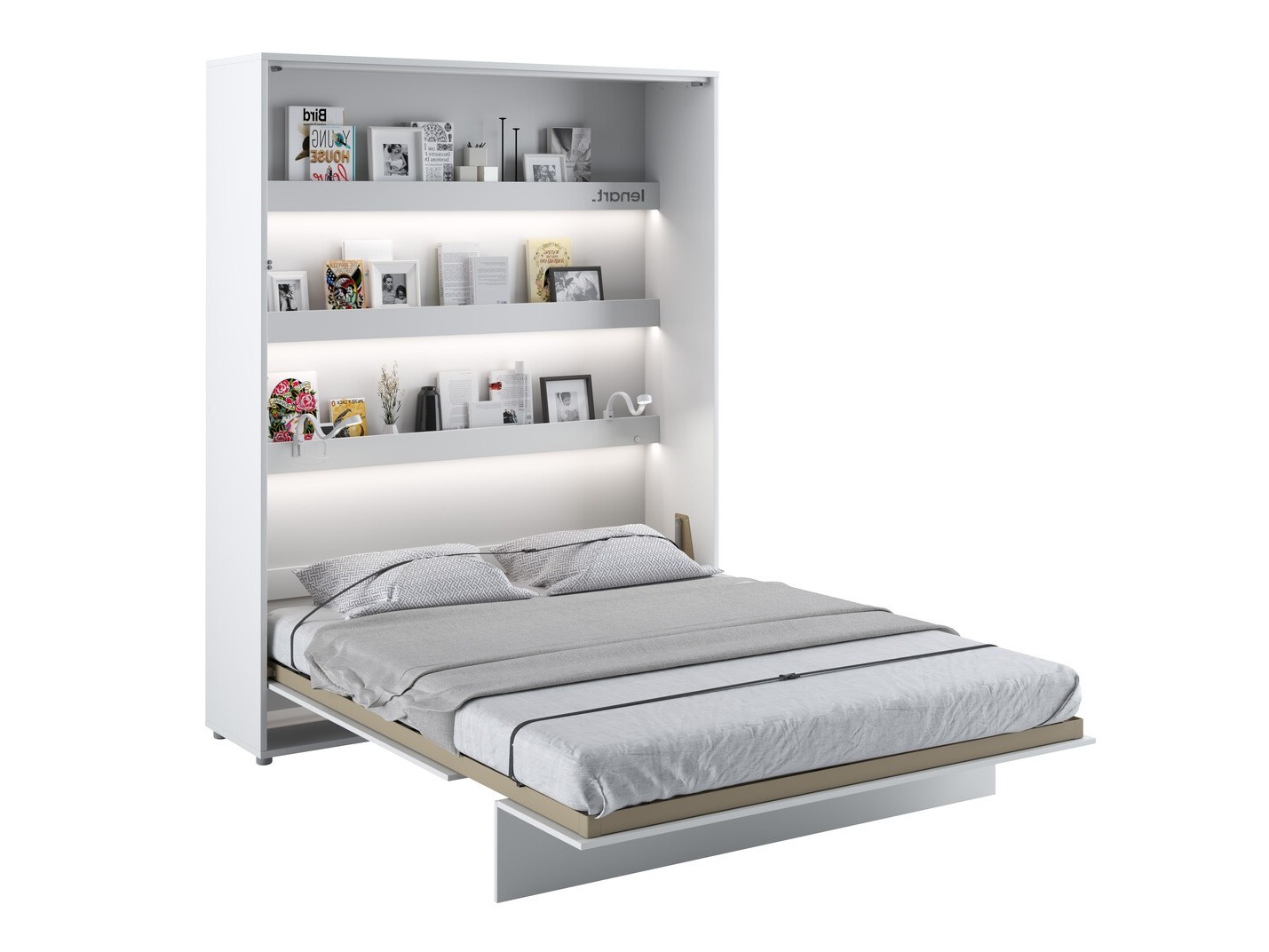 Szekrényágy Concept Pro Lenart Levfere 102 (Fehér + Fényes fehér)