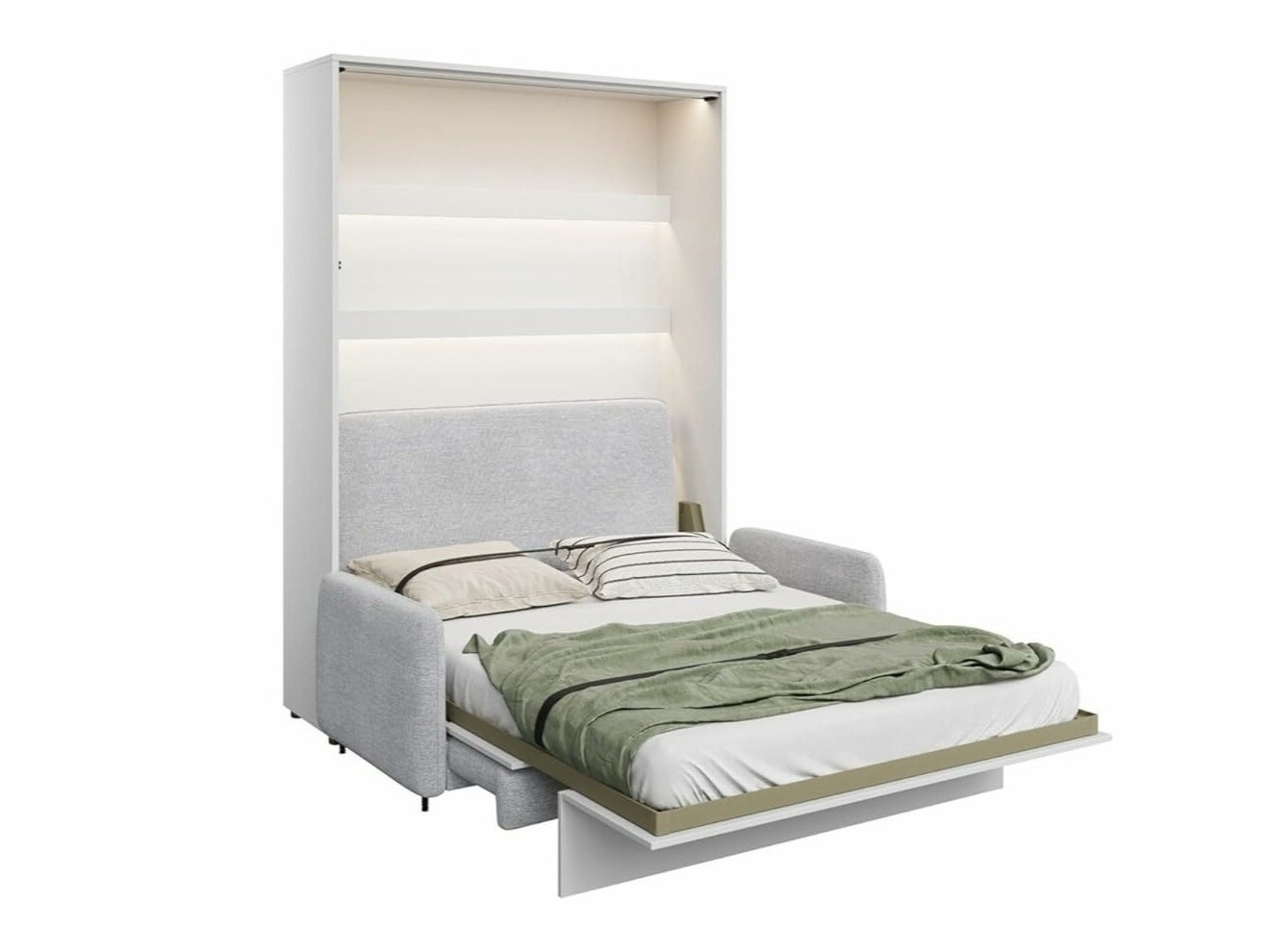 Szekrényágy Concept Pro Lenart VII (Fényes fehér + Szürke)