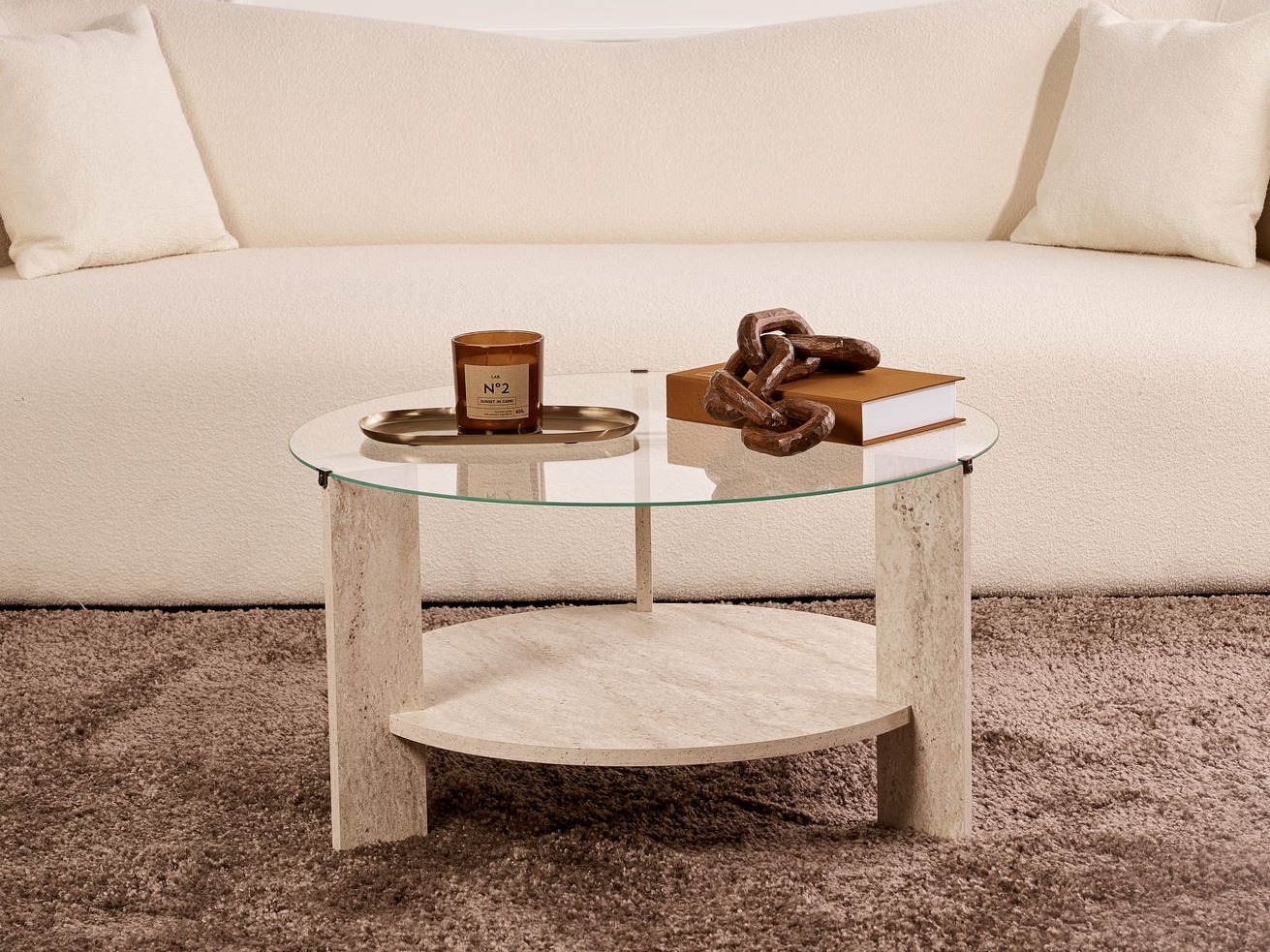 Dohányzóasztal Novato 118 (Könnyű travertin)