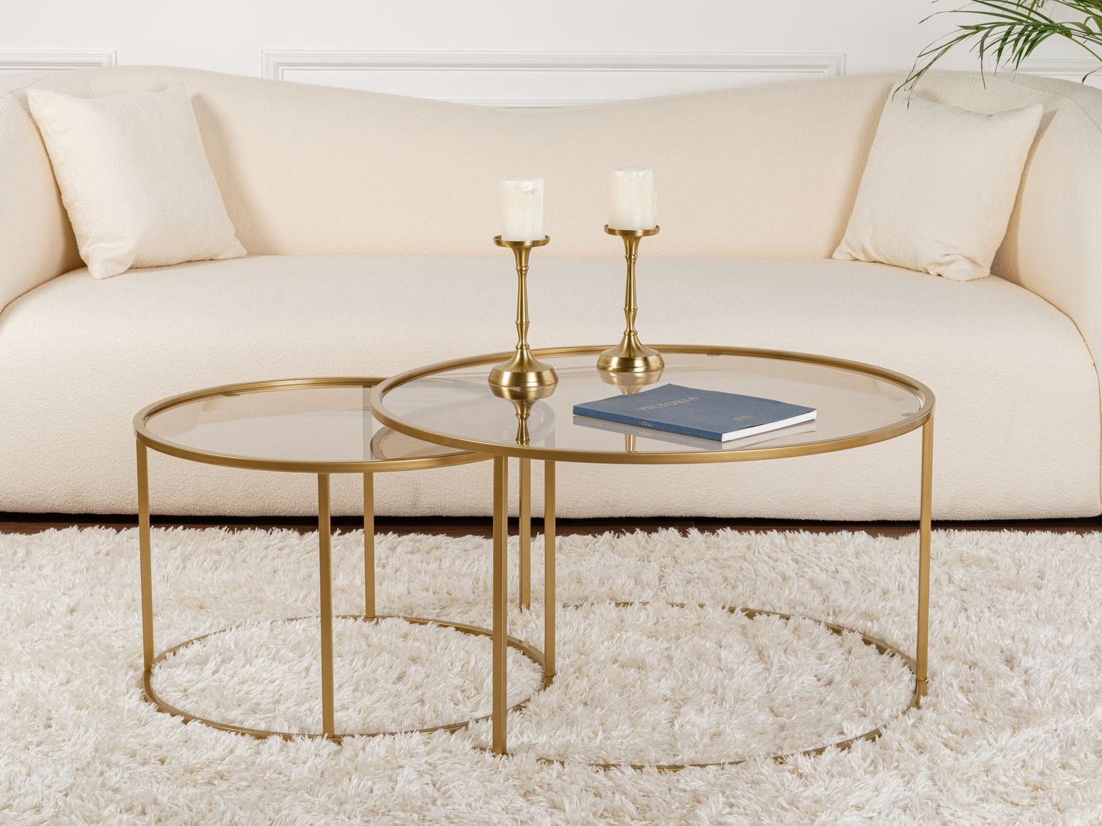 Dohányzóasztal szett Novato 122 (Aranysárga)