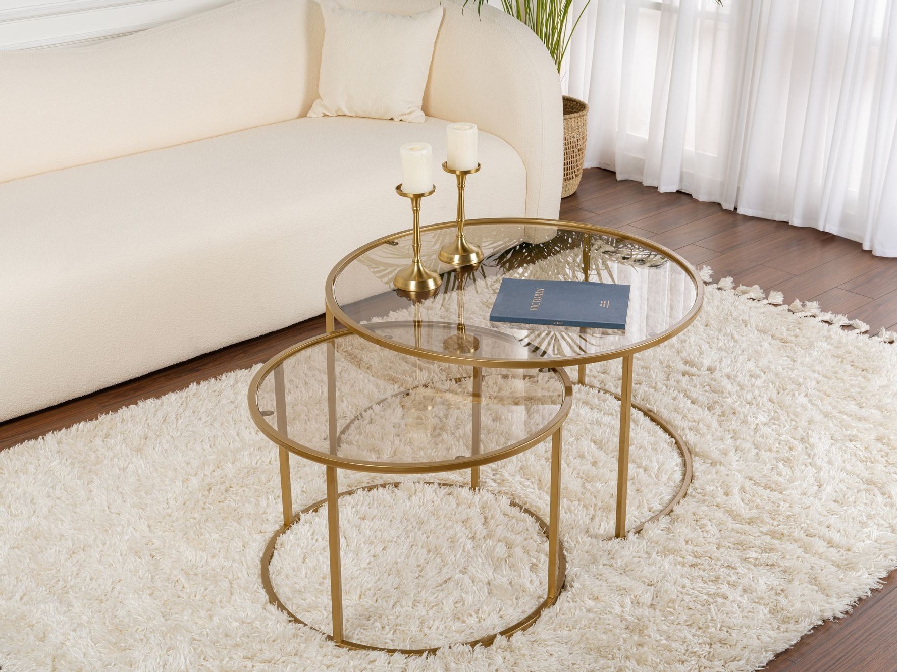 Dohányzóasztal szett Novato 122 (Aranysárga)