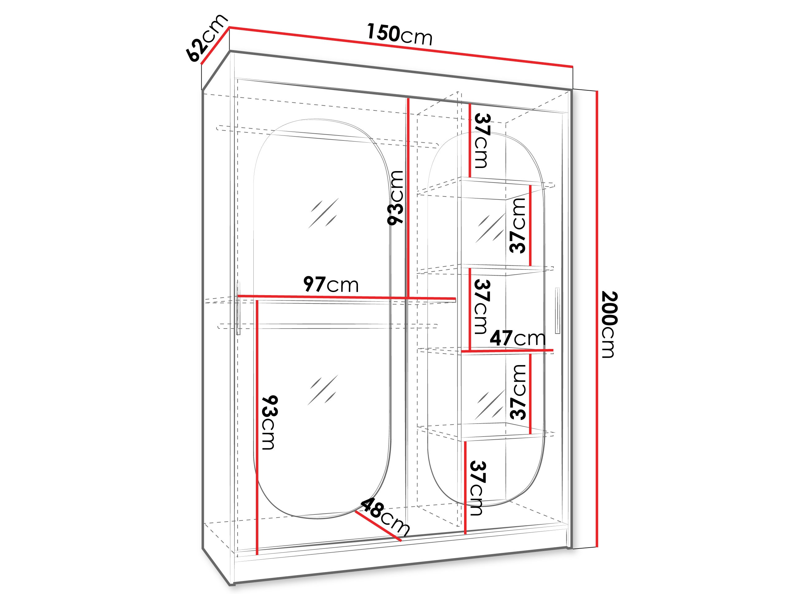 Gardróbszekrény Hartford 519 (Fekete)