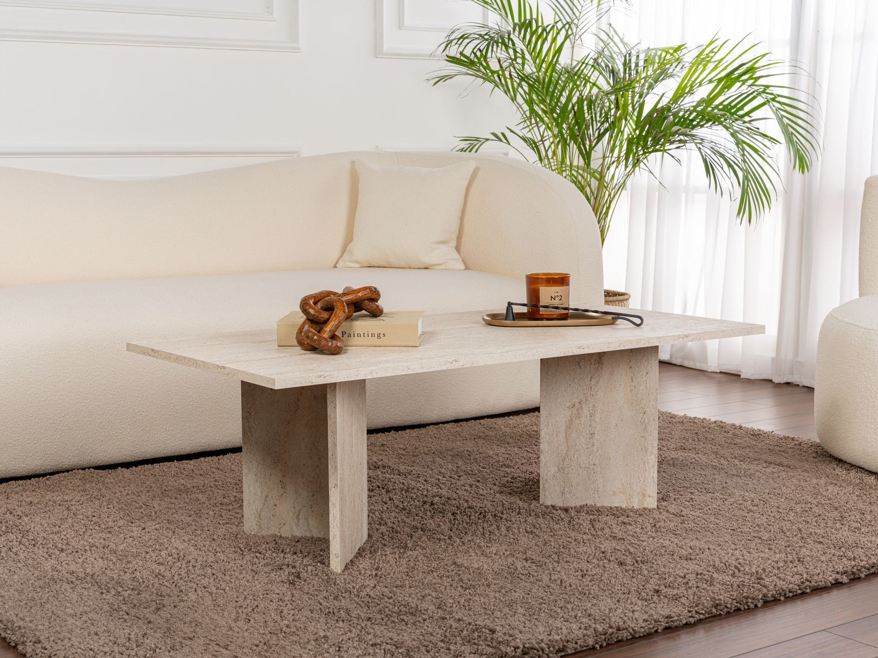 Dohányzóasztal Novato 132 (Könnyű travertin)