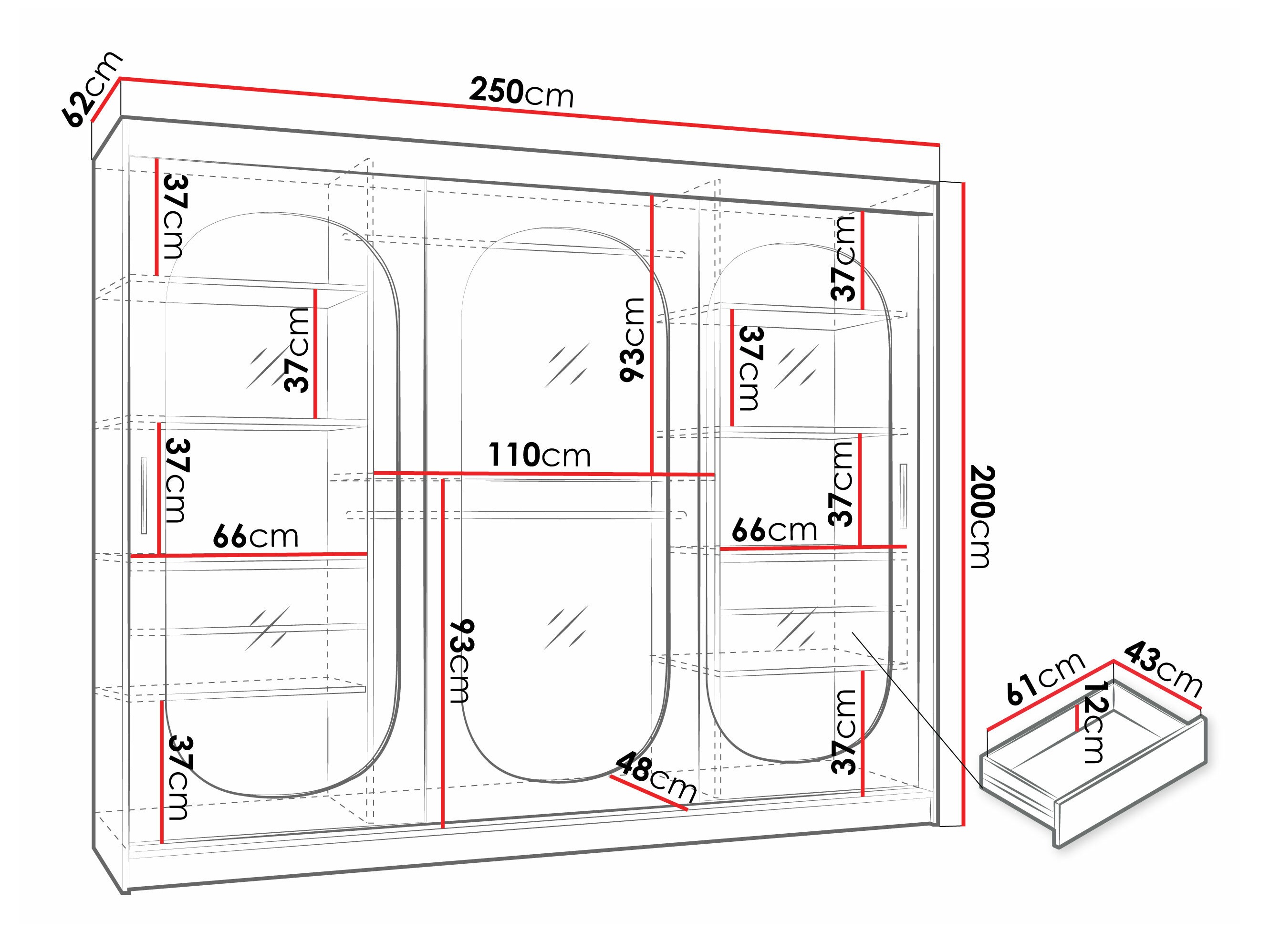 Gardróbszekrény Hartford 522 (Kasmír)