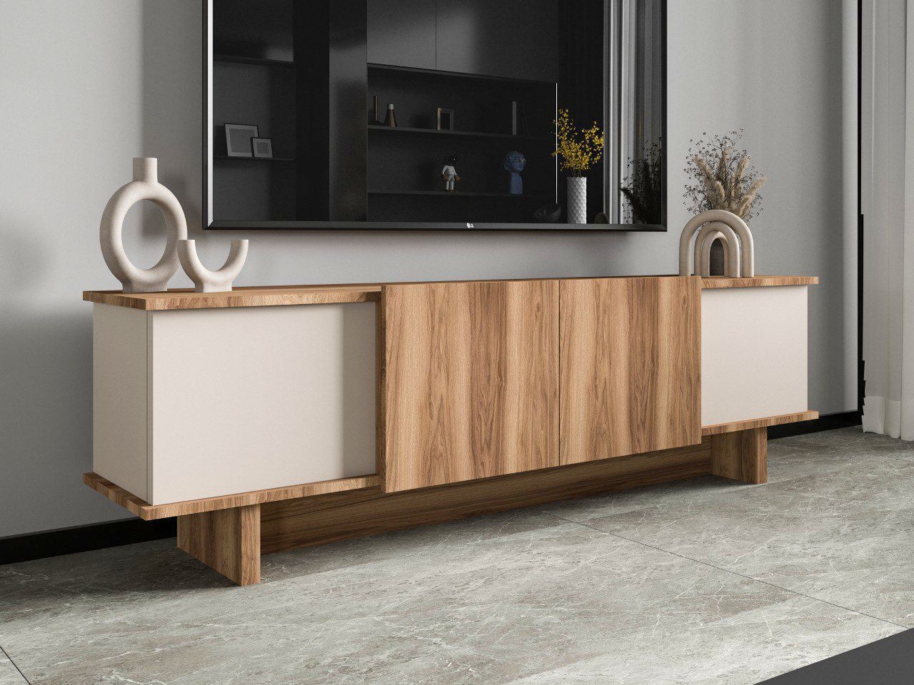 TV-állvány Kailua 2513 (Bézs + Dió)