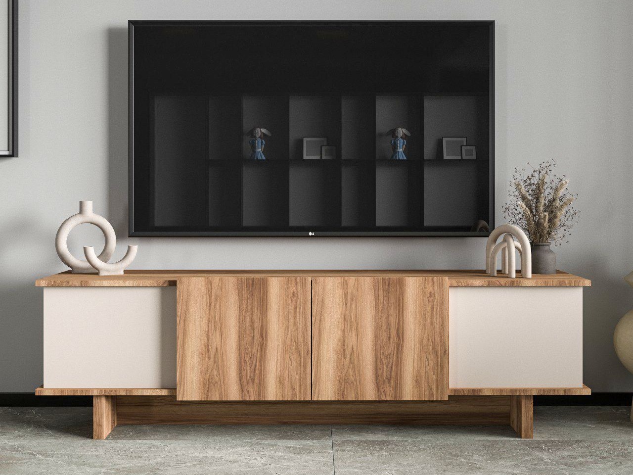 TV-állvány Kailua 2513 (Bézs + Dió)