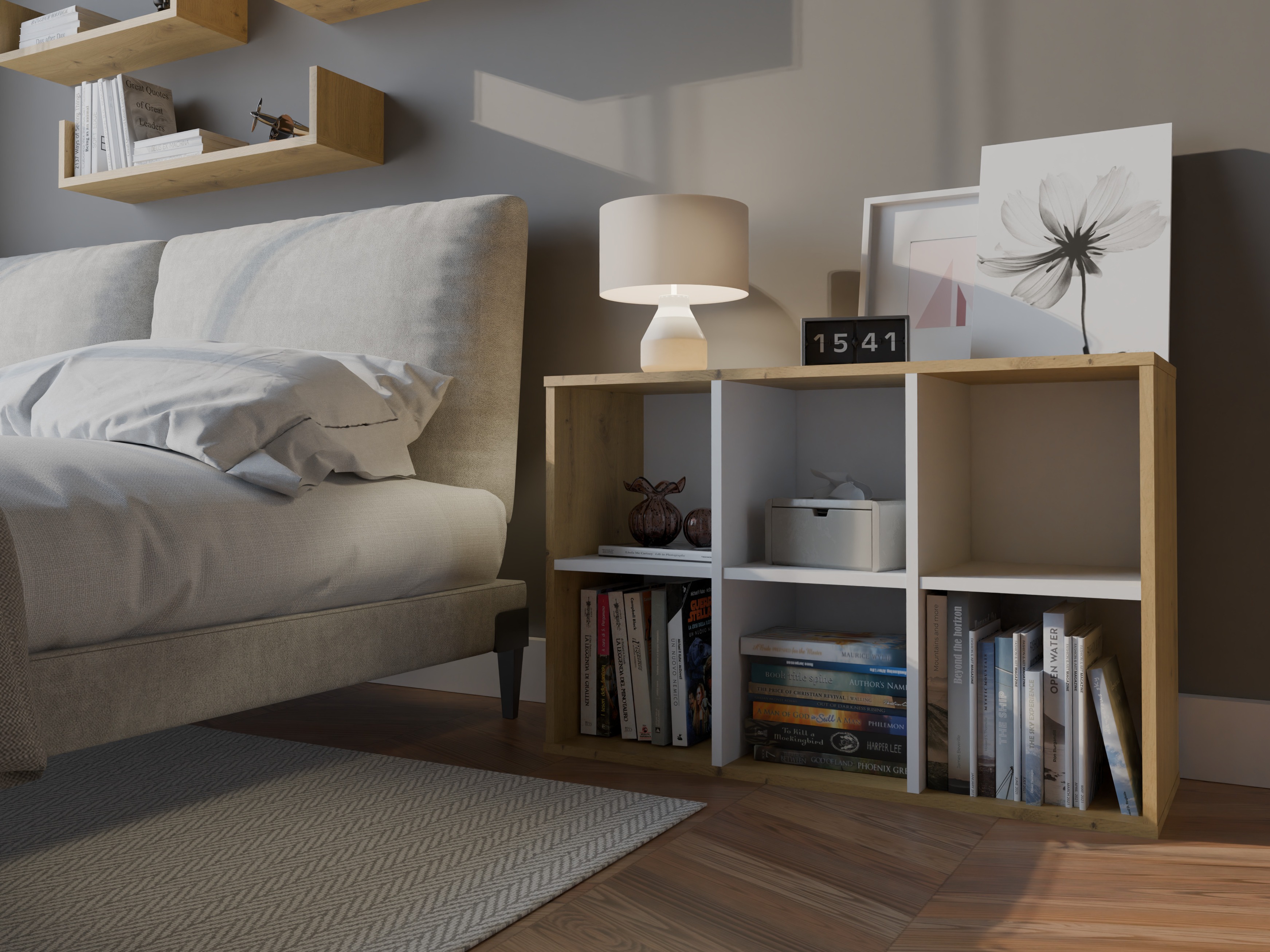 Könyvespolc Mandeville 296 (Fehér + Artisan tölgy)