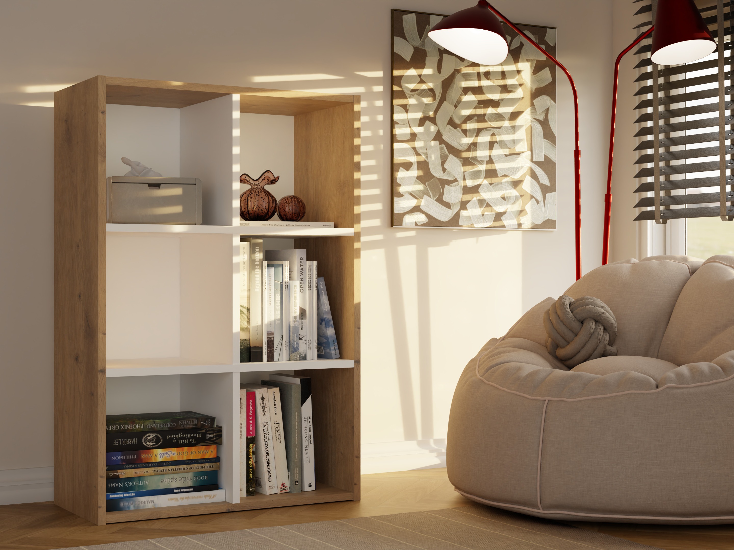 Könyvespolc Mandeville 296 (Fehér + Artisan tölgy)