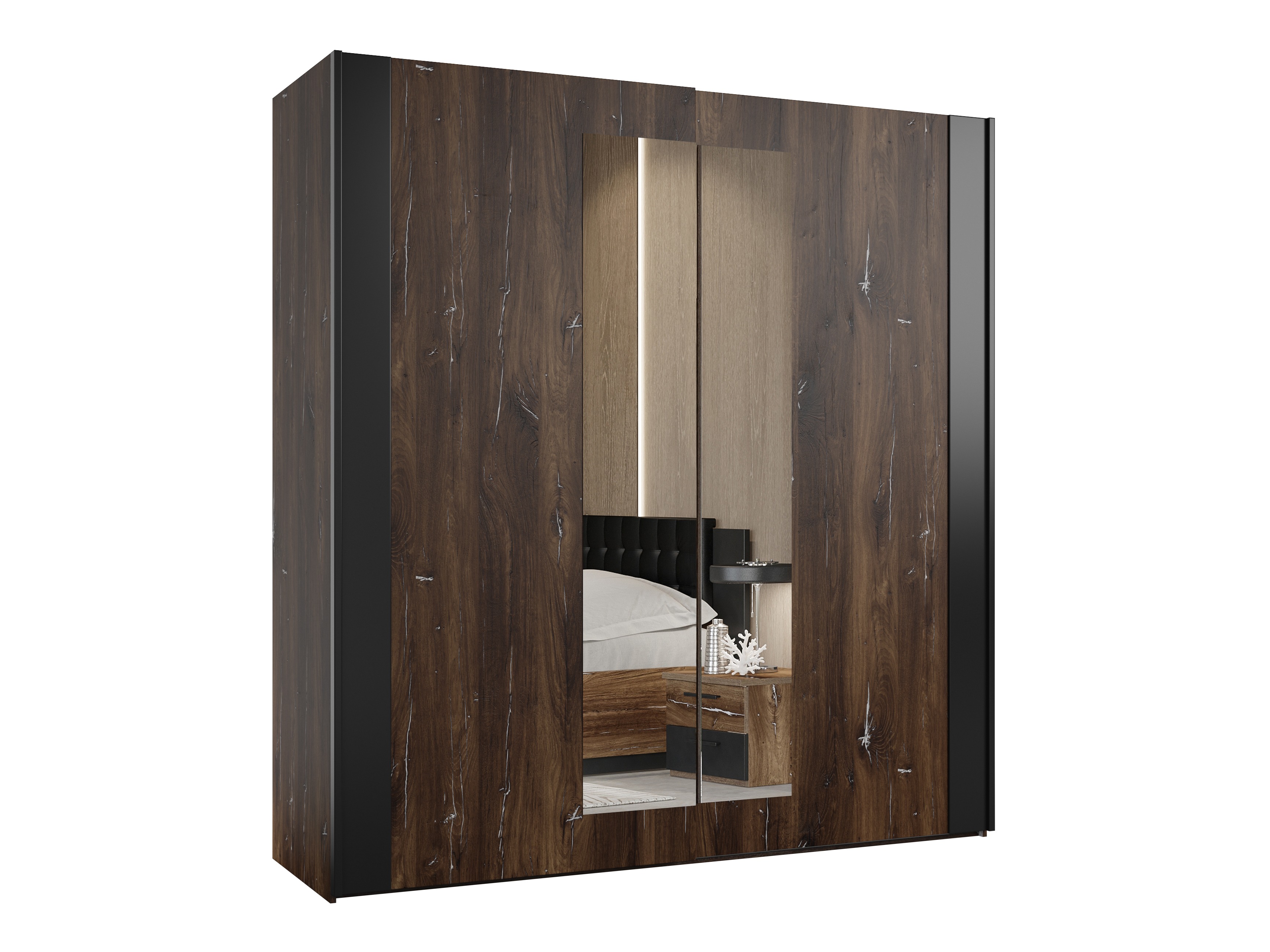 Gardróbszekrény Felelie 100 (Rusztikus sötét tölgy + Ezüst)