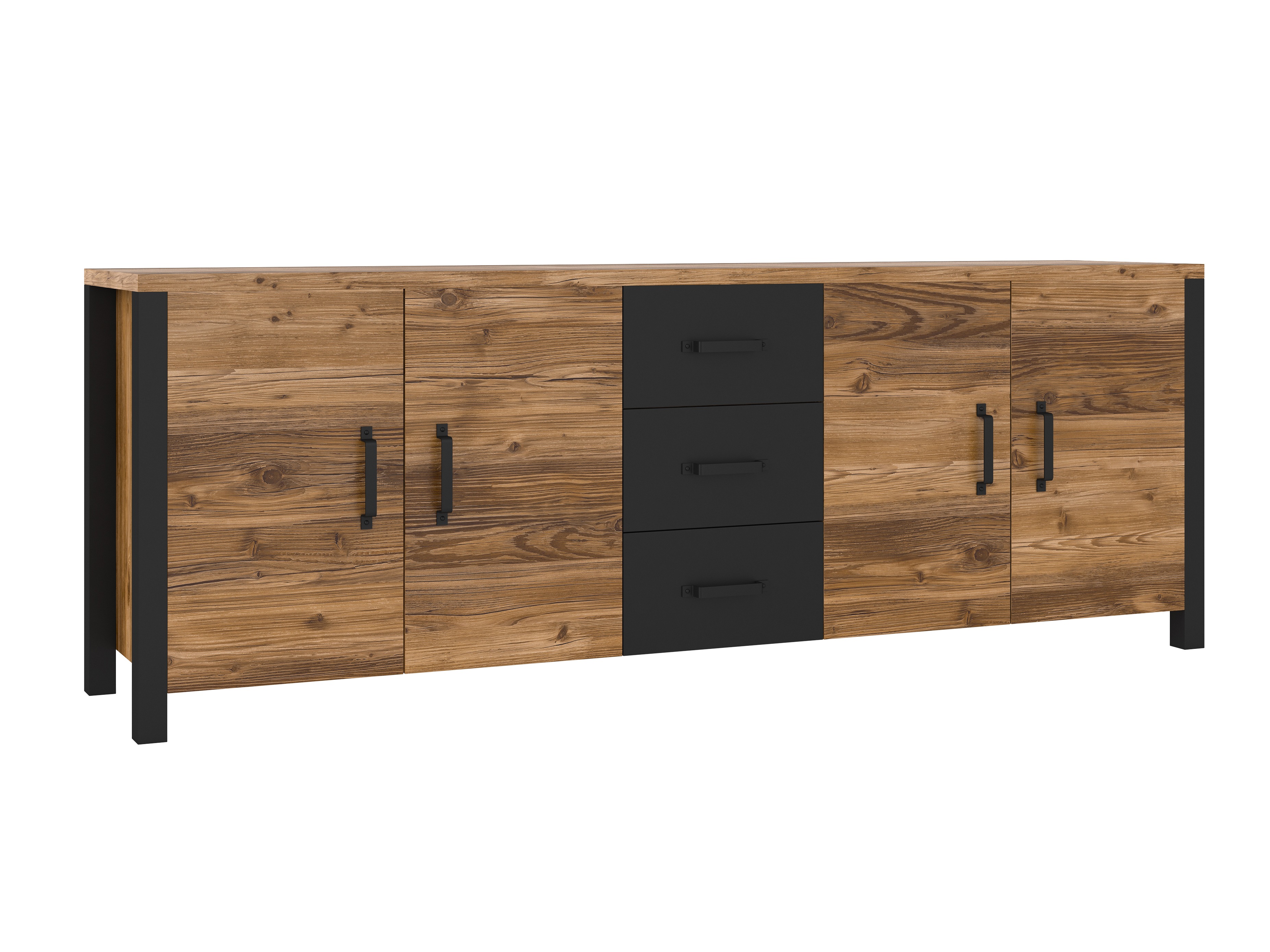 Komód Tornua 109 (Sötét lucfenyő + Matt fekete)