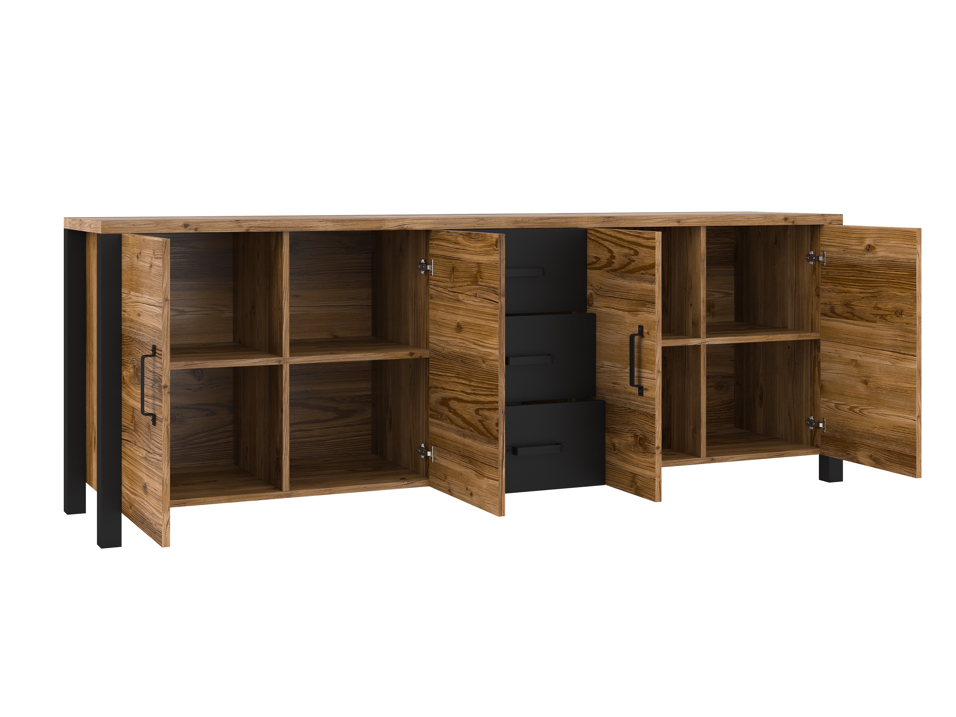 Komód Tornua 109 (Sötét lucfenyő + Matt fekete)