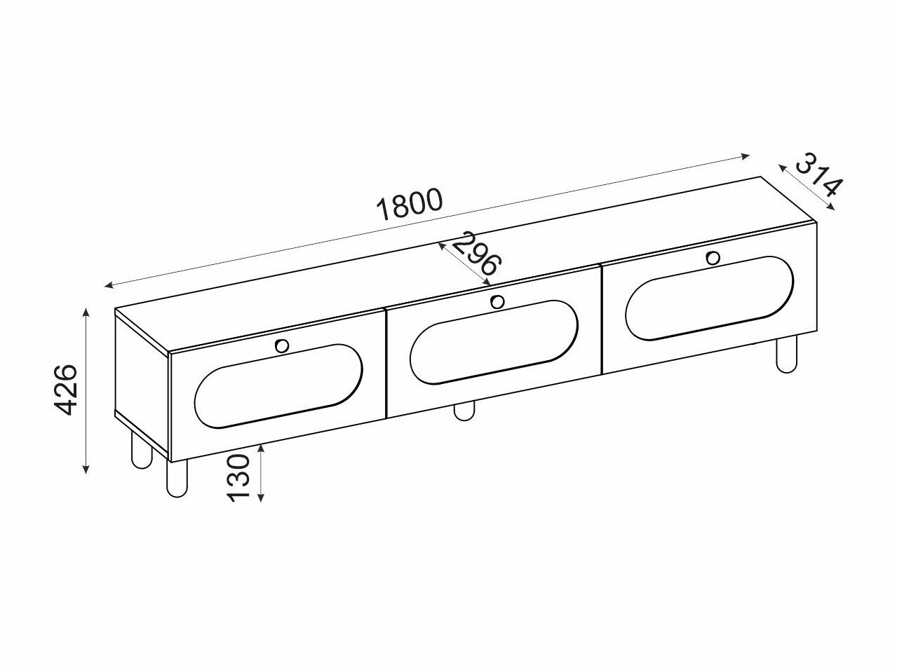TV-állvány Kailua 2553 (Tölgy)
