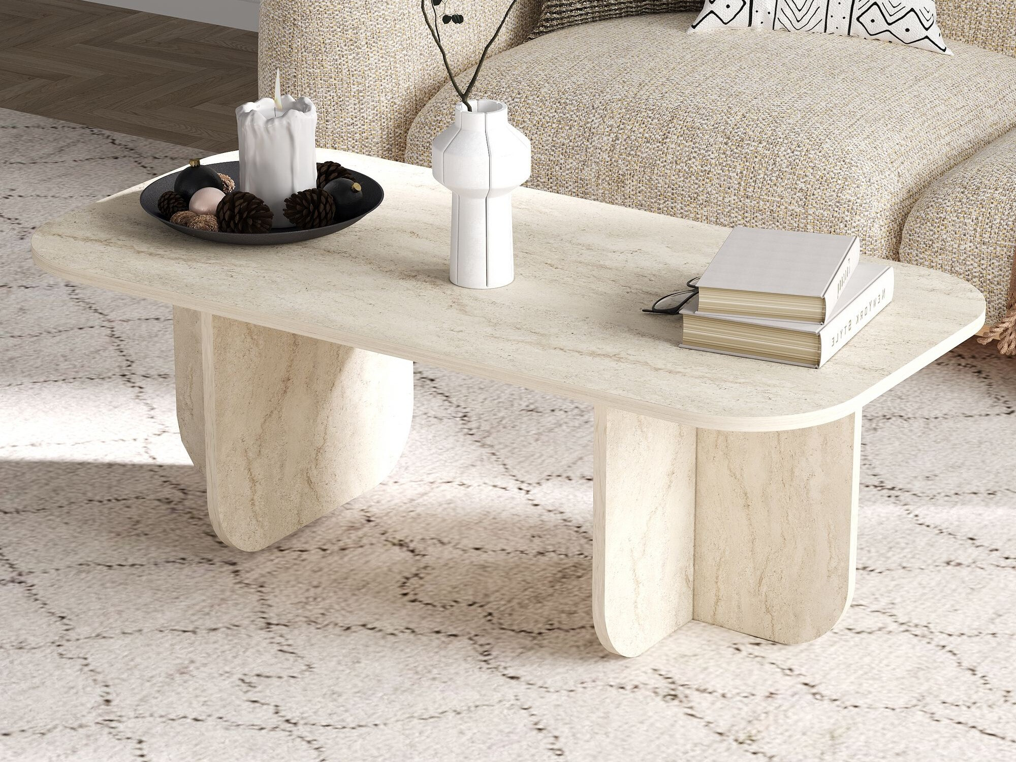 Dohányzóasztal Kailua 2560 (Világos Travertine)