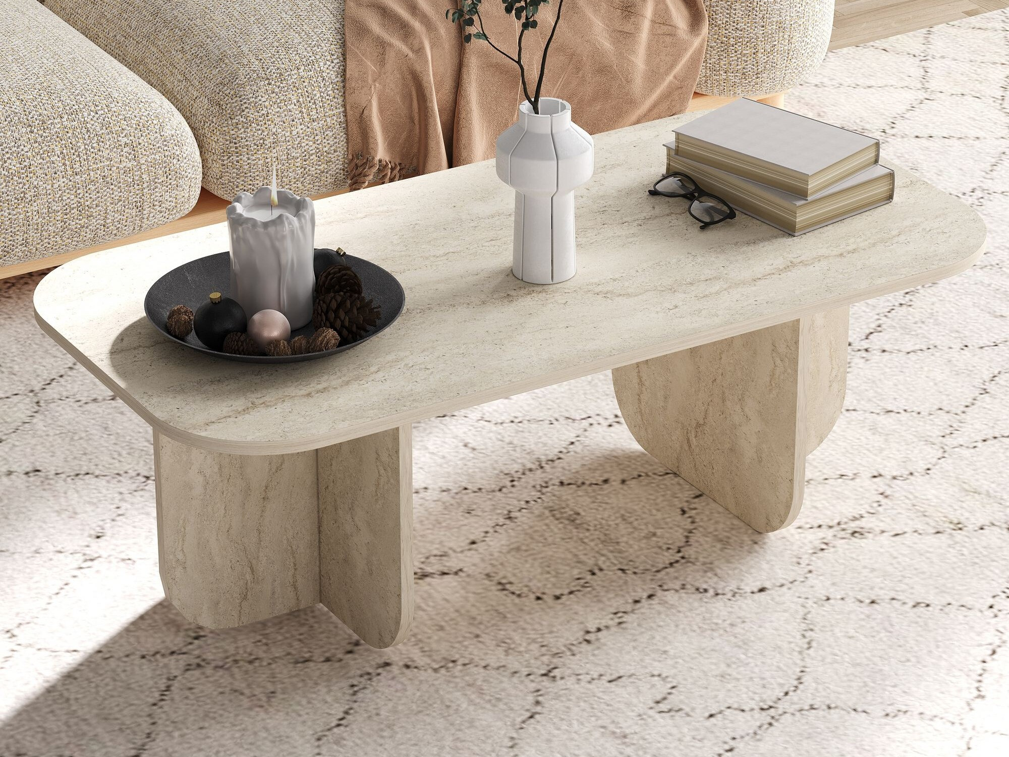 Dohányzóasztal Kailua 2560 (Világos Travertine)
