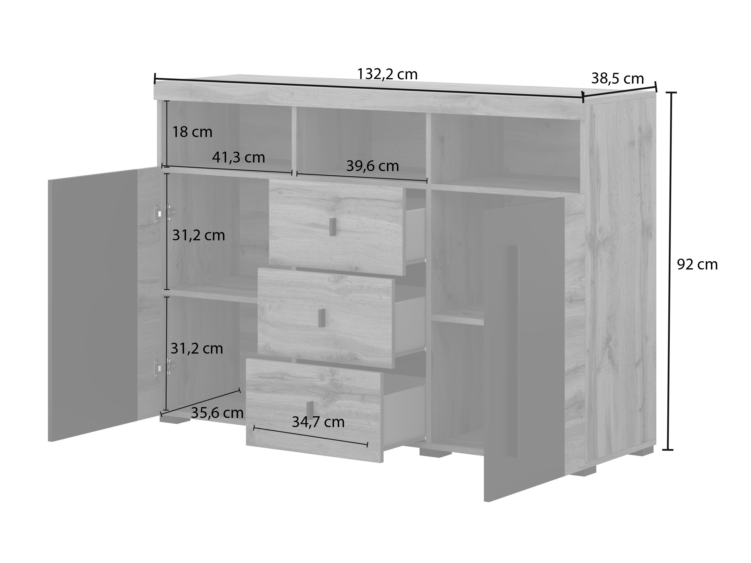 Komód Sorciro 101 (Dió + Sötét tölgy)