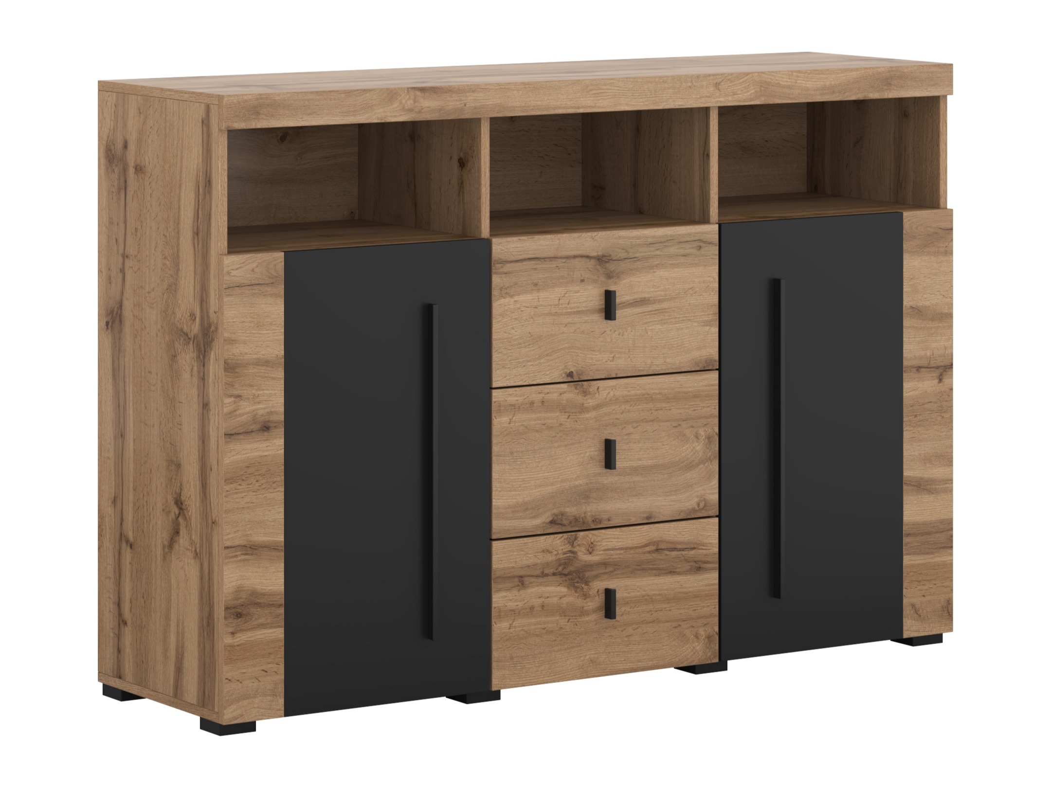 Komód Sorciro 101 (Fekete + Wotan tölgy)