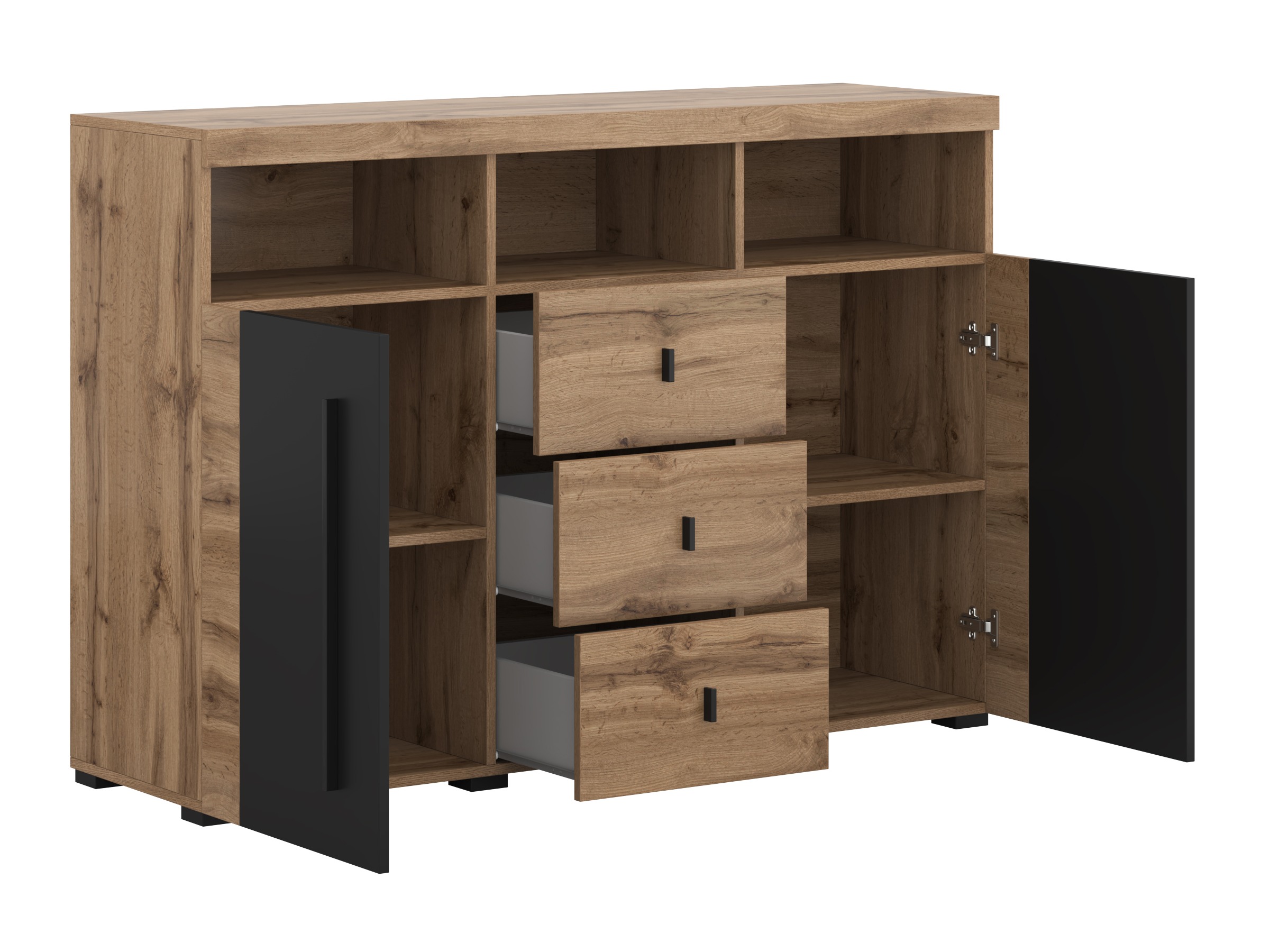 Komód Sorciro 101 (Fekete + Wotan tölgy)