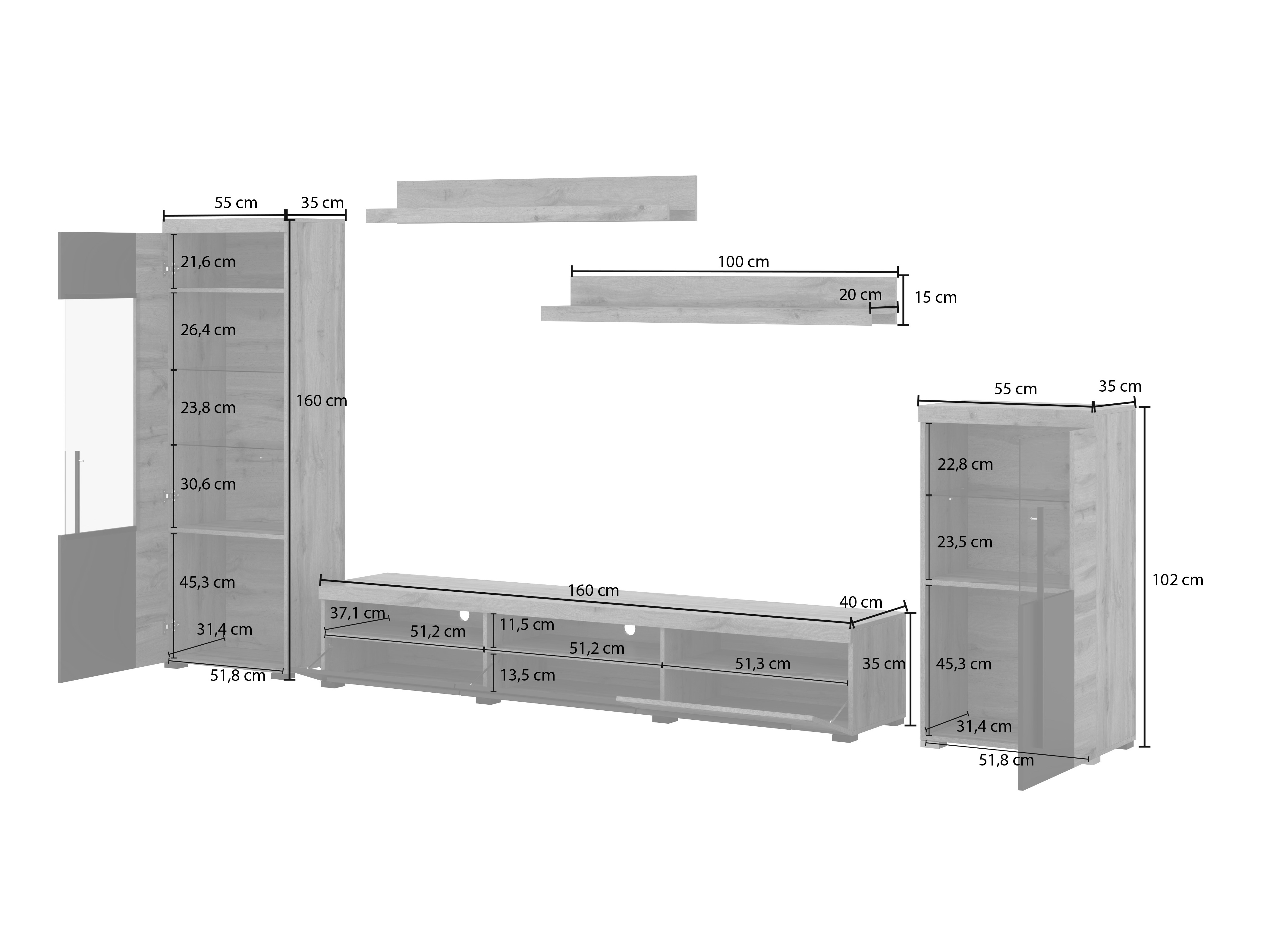 Nappali szett Sorciro 103 (Dió + Sötét tölgy)