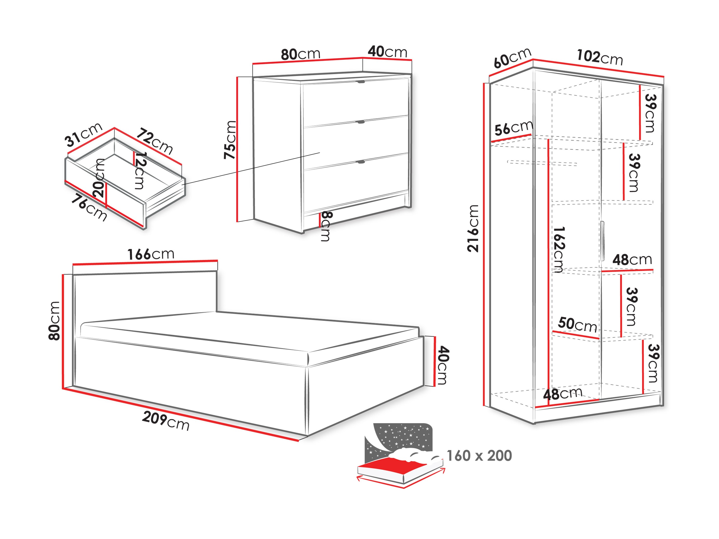 Hálószoba garnitúra Comfivo Papilio