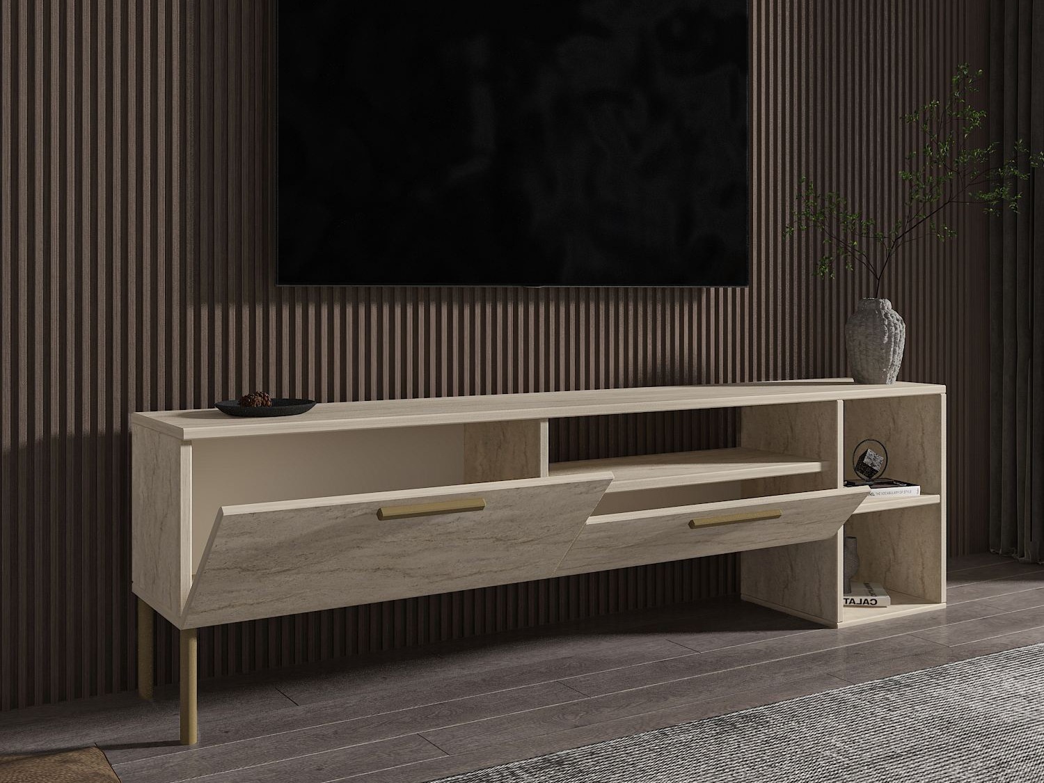 TV-állvány Kailua 2579 (Világos Travertine)