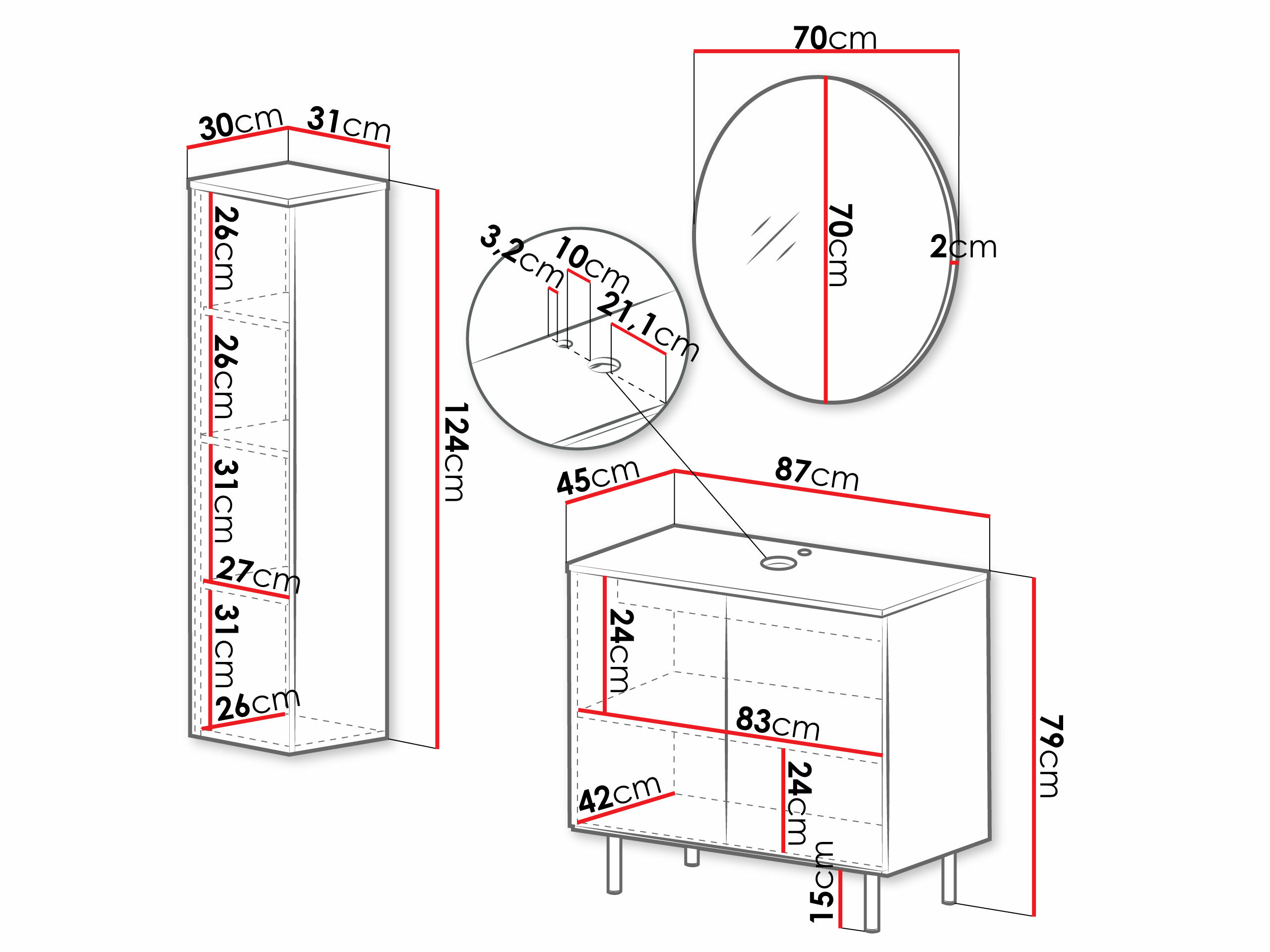 Fürdőszoba garnitúra Virdomi 110 (Fekete)