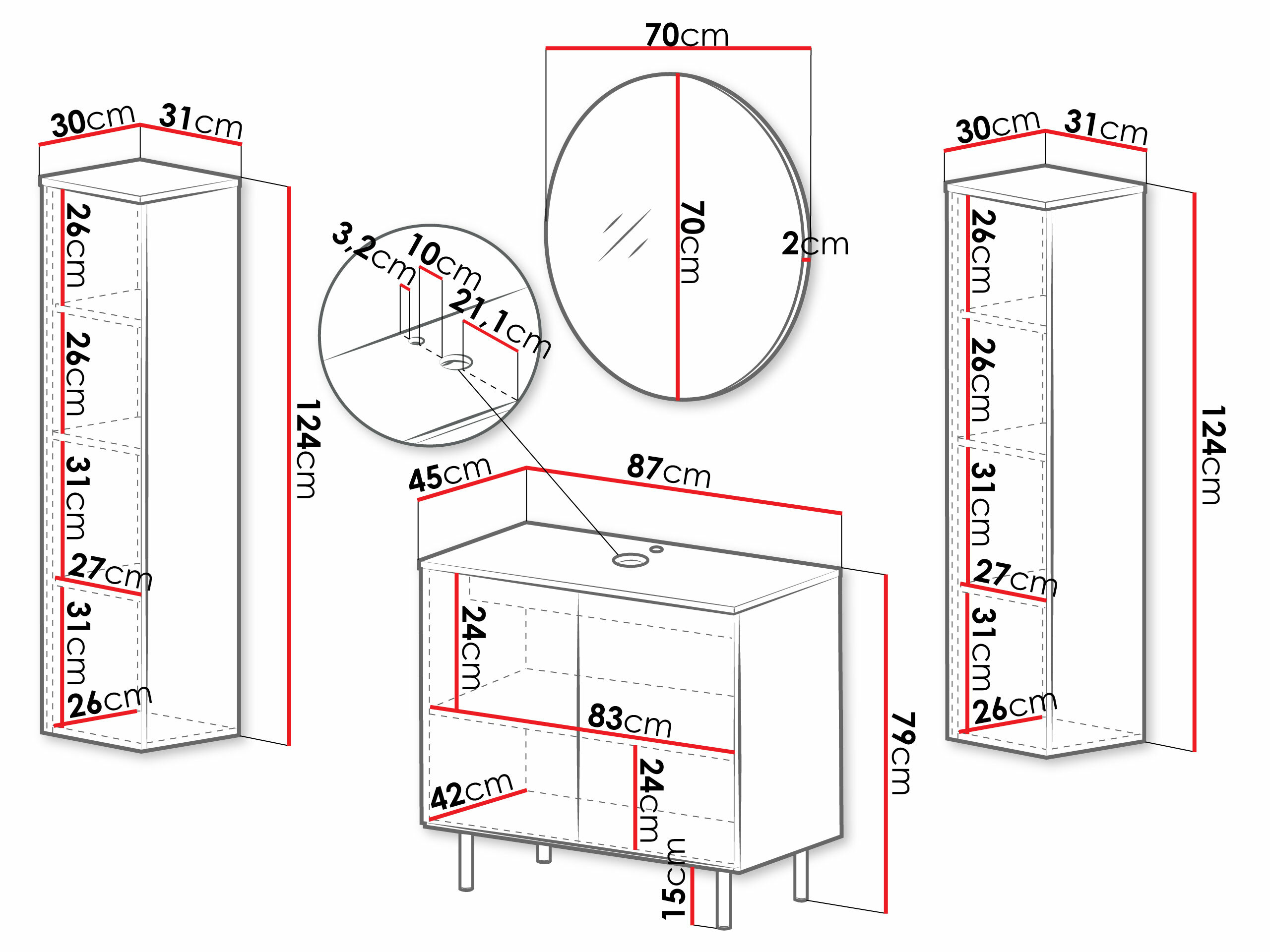 Fürdőszobai garnitúra Virdomi 112 (Kasmír)