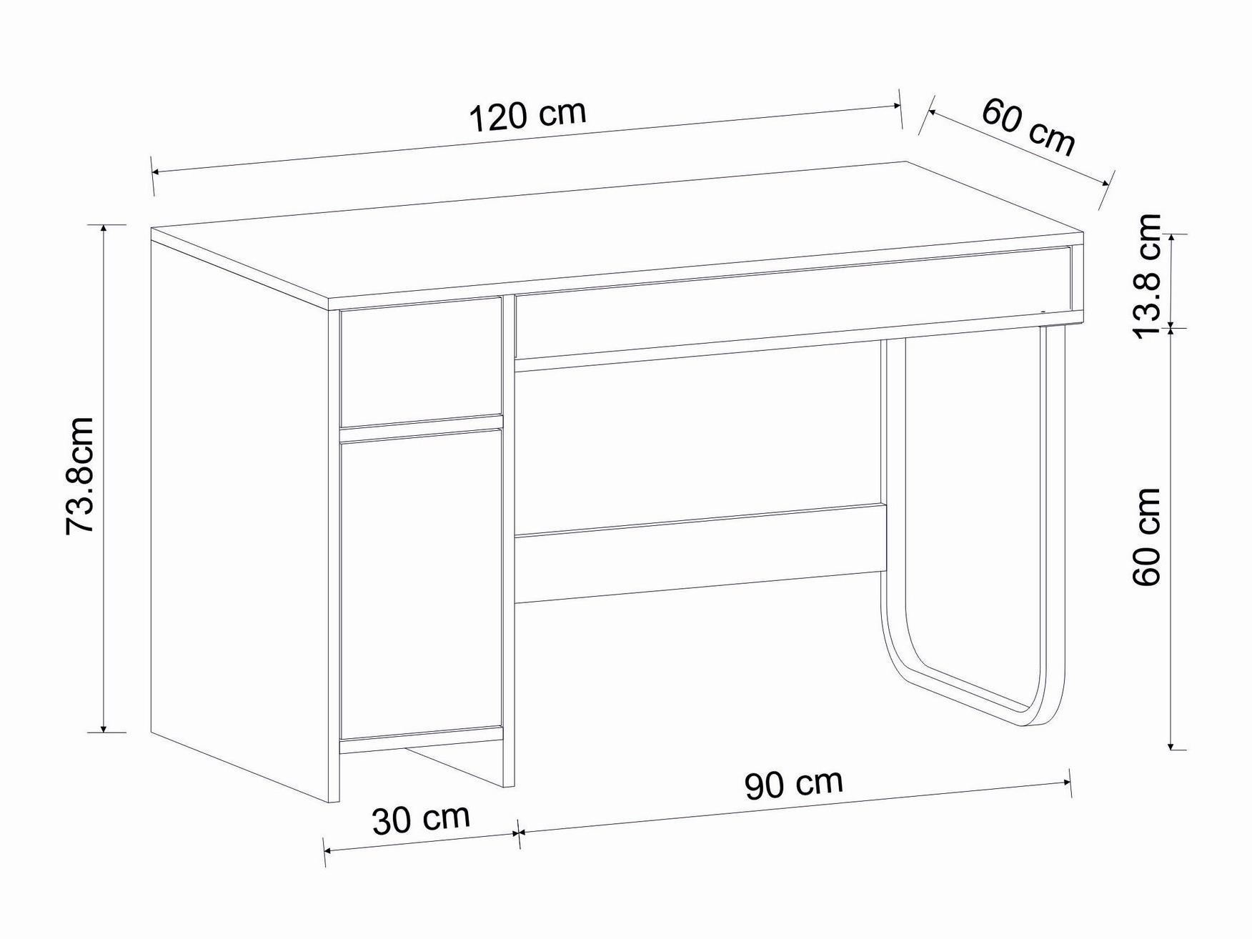 Íróasztal Kailua 2583 (Fehér)