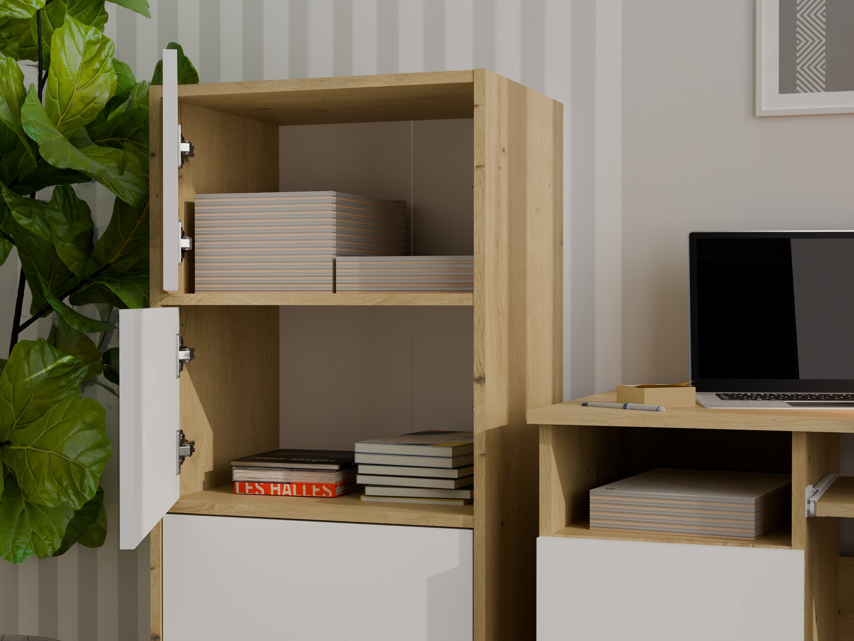 Szekrény Mandeville 298 (Fehér + Artisan tölgy)