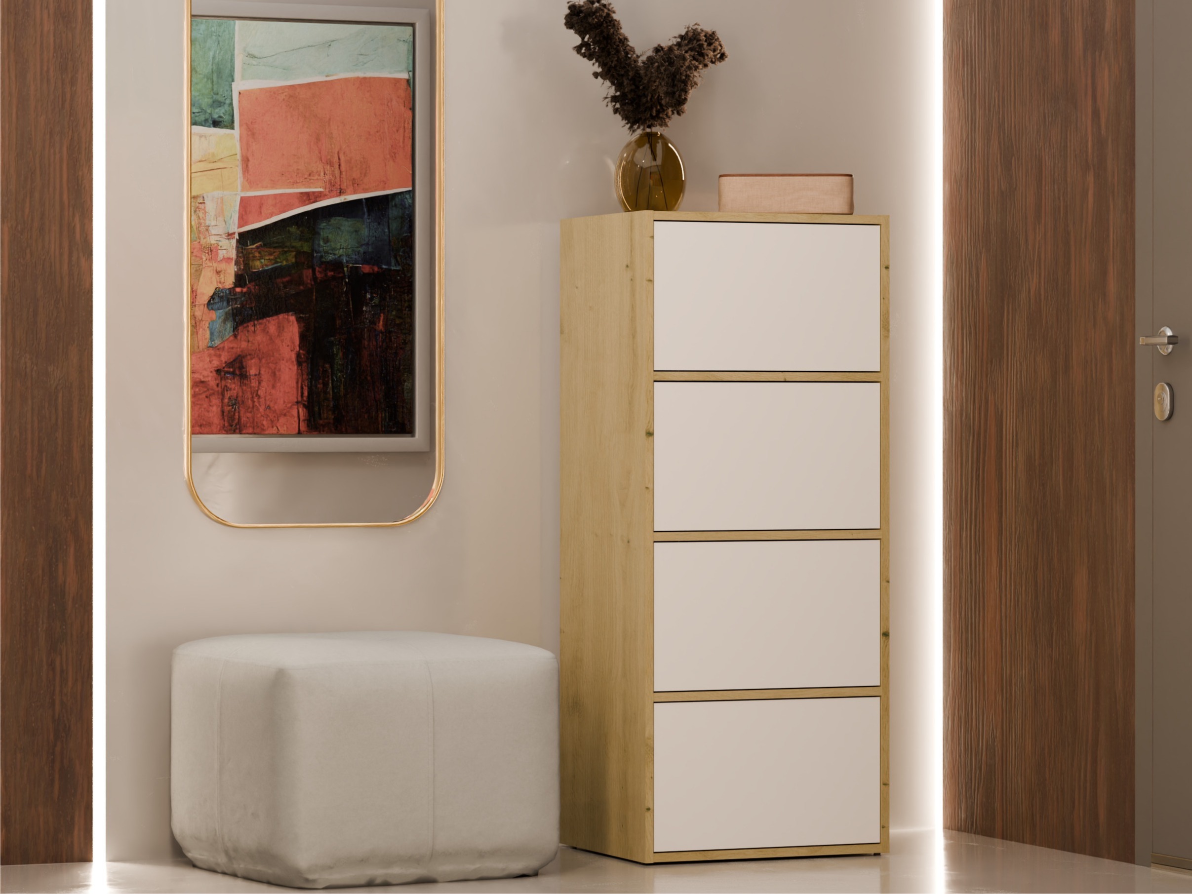 Szekrény Mandeville 298 (Fehér + Artisan tölgy)