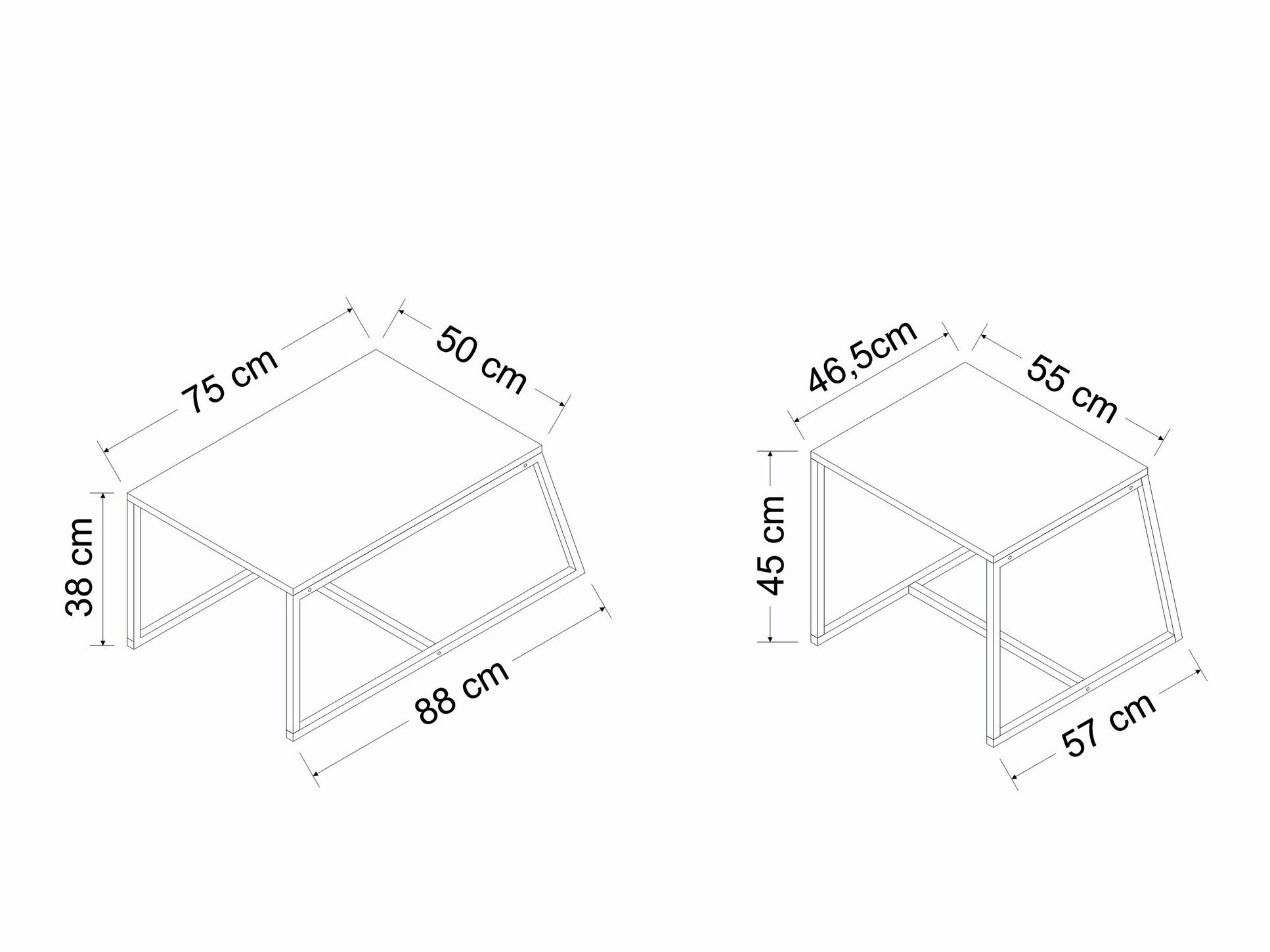 Dohányzóasztal szett Kailua 1804 (Világos Travertine + Fekete)