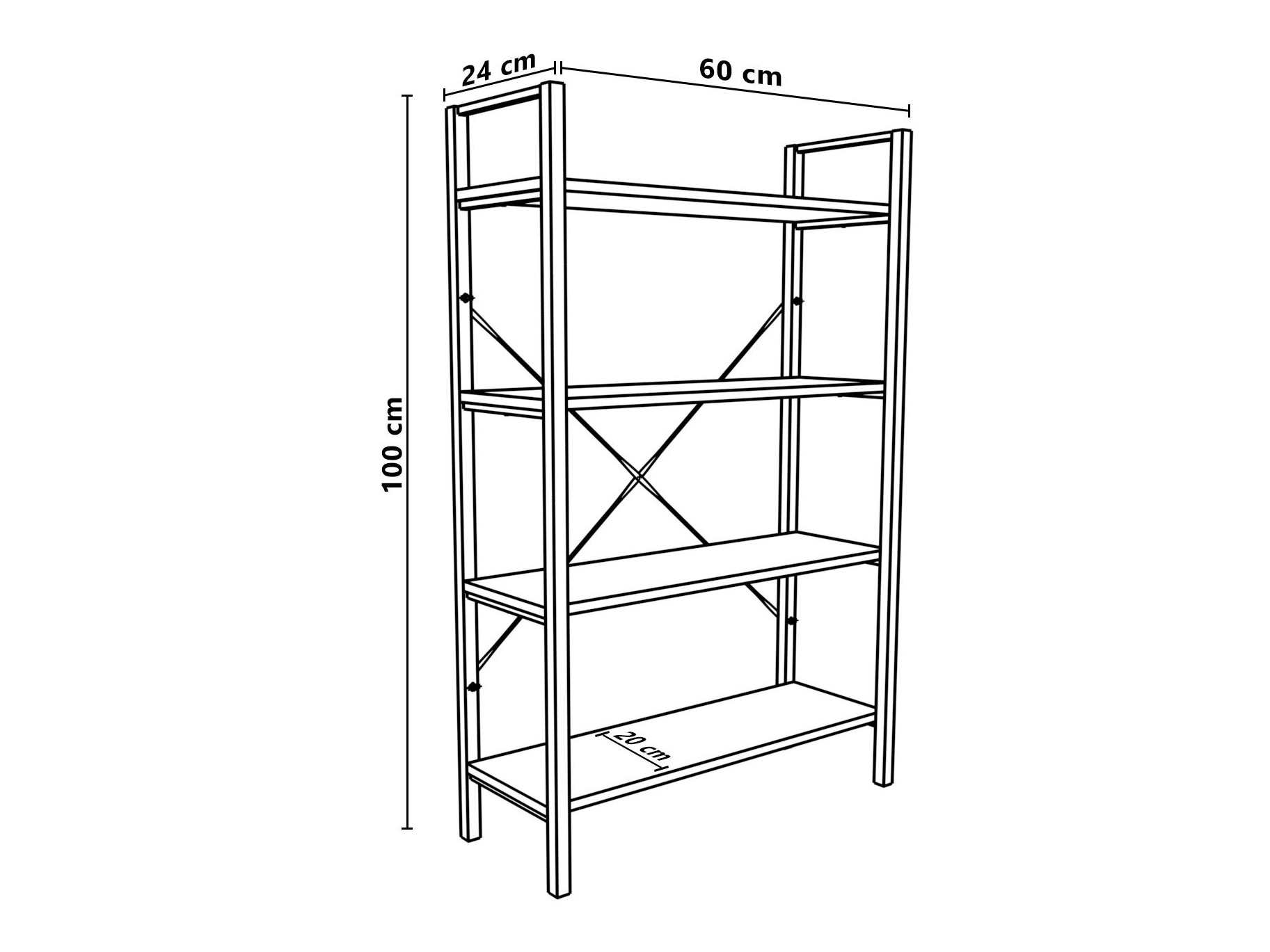 Könyvespolc Kailua 2598 (Fehér + Fekete)