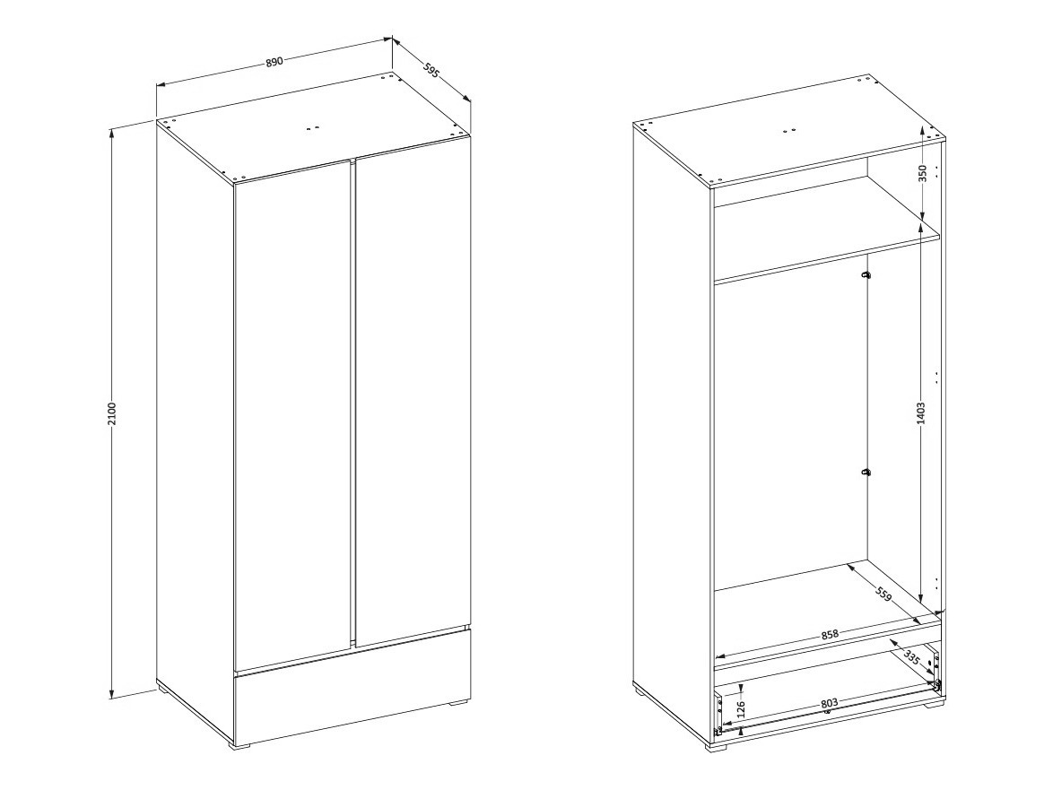 Gardróbszekrény Alfere 118 (Fehér)