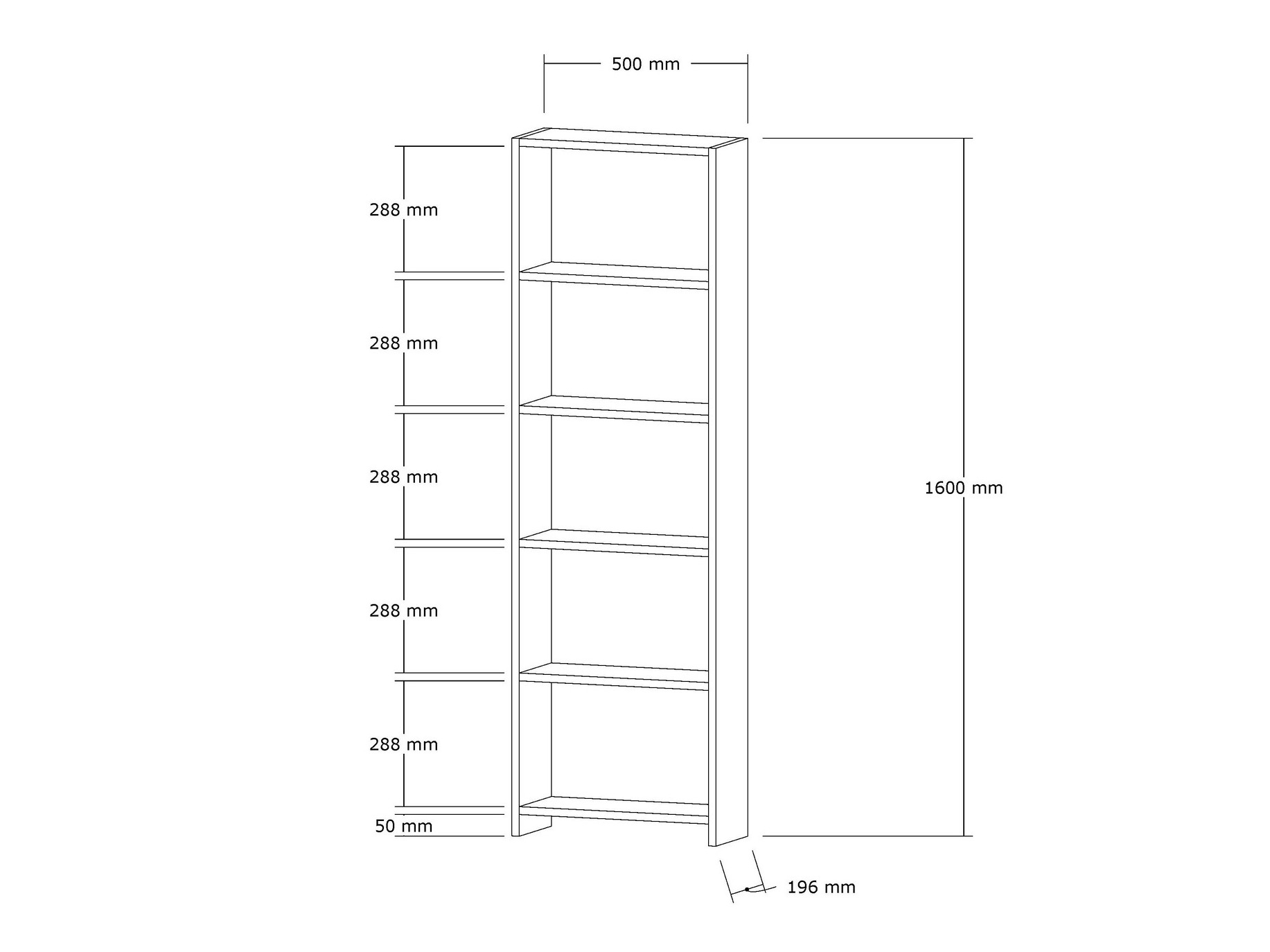 Könyvespolc Kailua 481 (Tölgy)