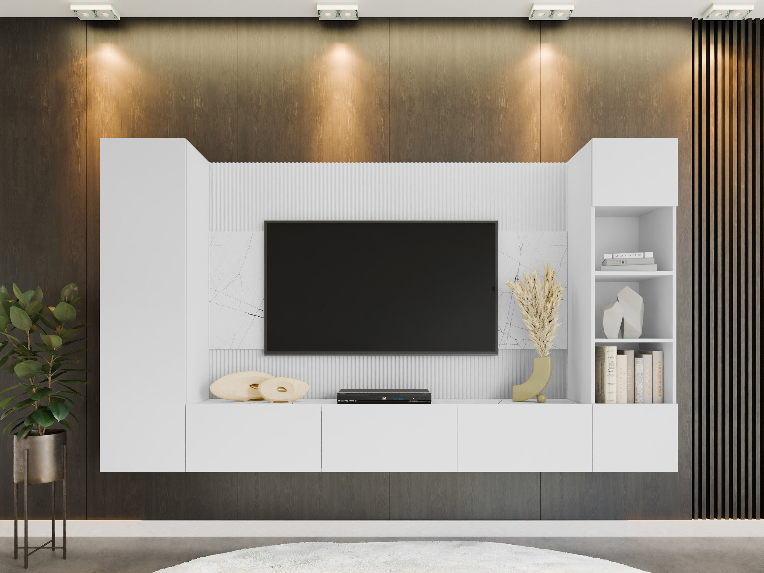 Nappali szett Comfivo 450 (Fehér + Fehér márvány)