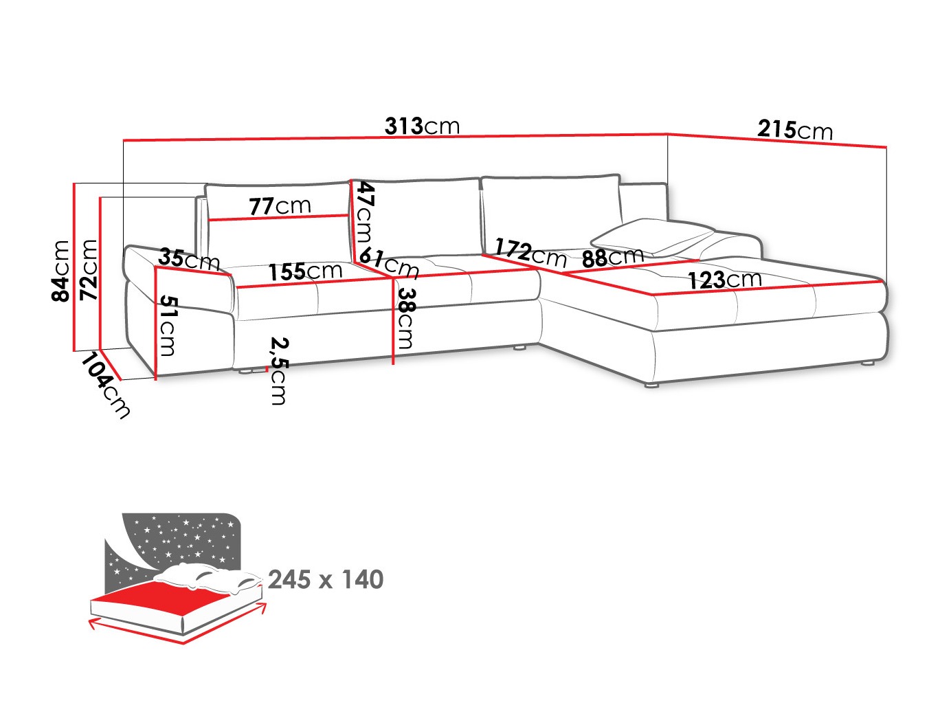 Sarokkanapé Lincoln 124 (Inari 95)