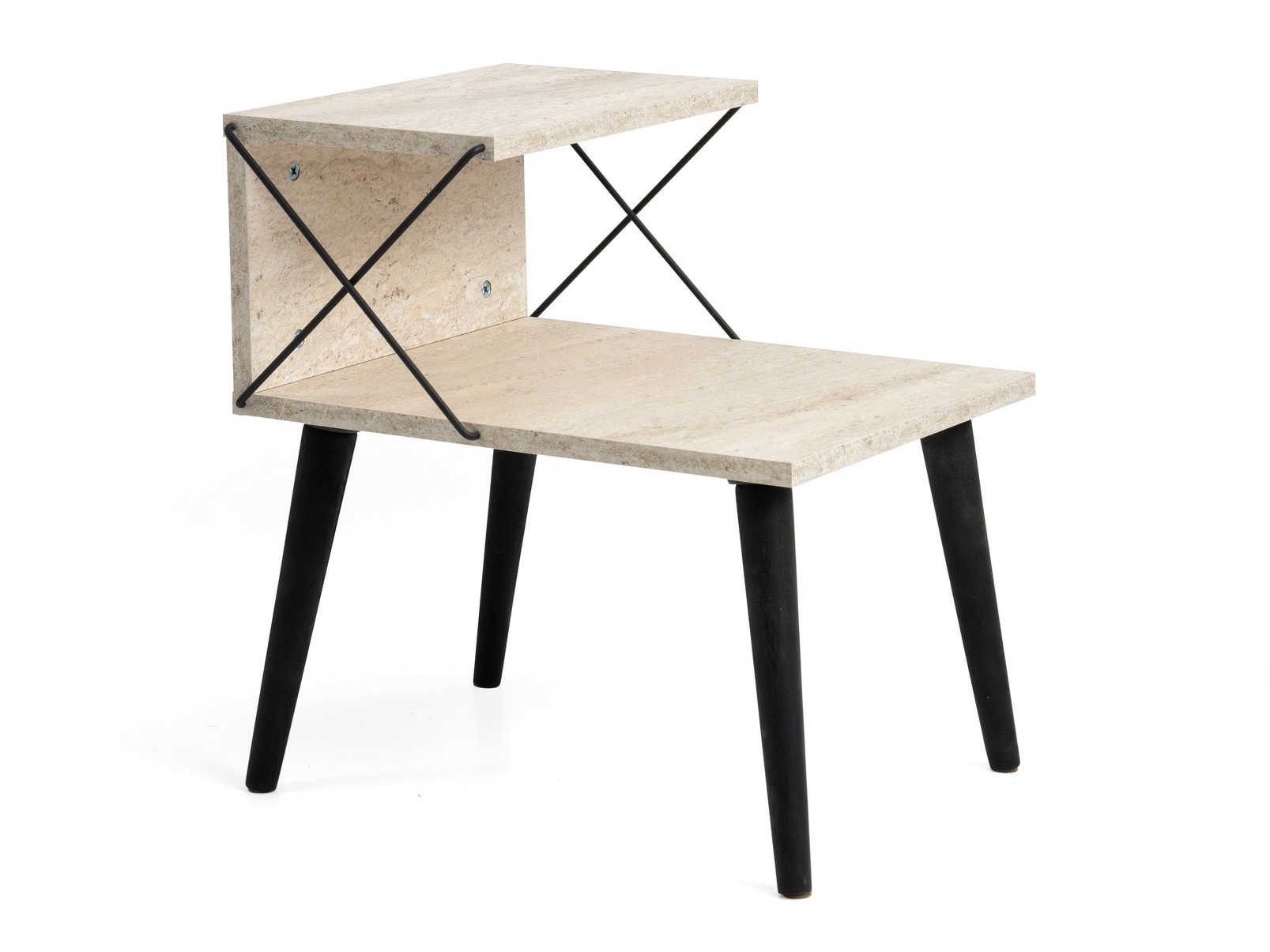 Éjjeliszekrény Kailua 368 (Könnyű travertin + Fekete)