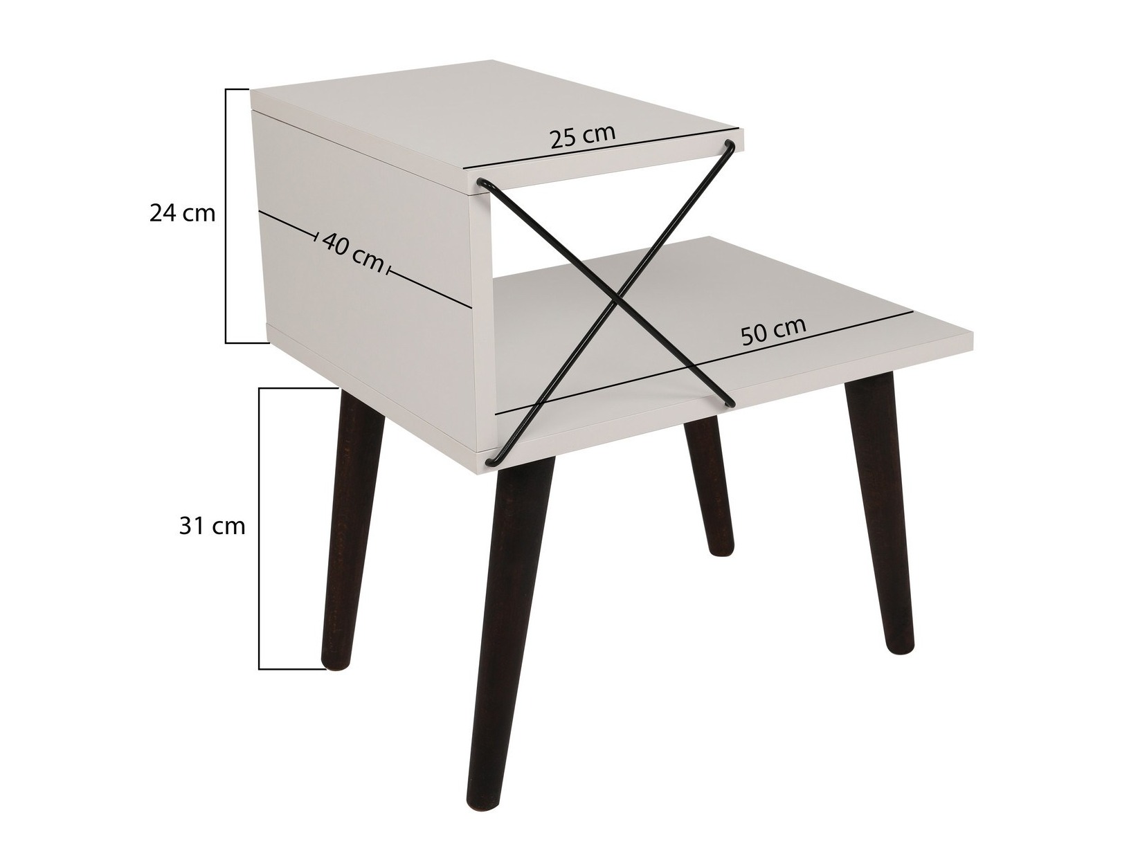 Éjjeliszekrény Kailua 368 (Könnyű travertin + Fekete)