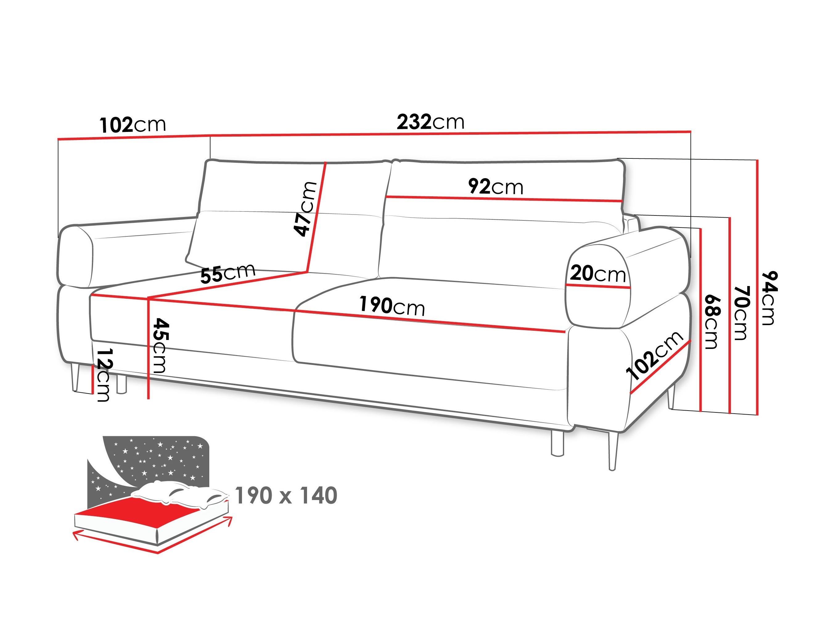 Kanapéágy ComfiDream 199 (Blur 18)