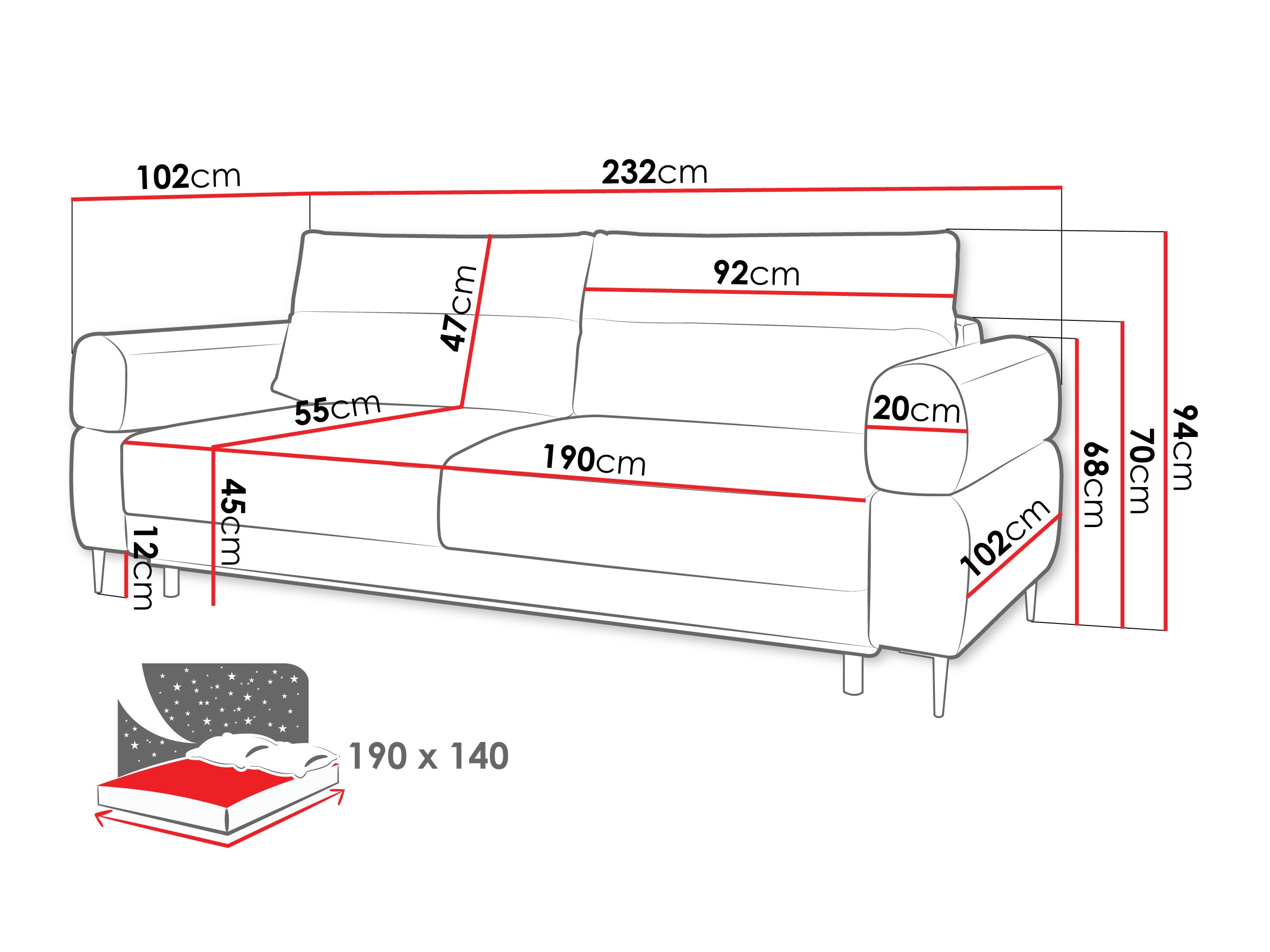 Kanapéágy ComfiDream 199 (Blur 20)