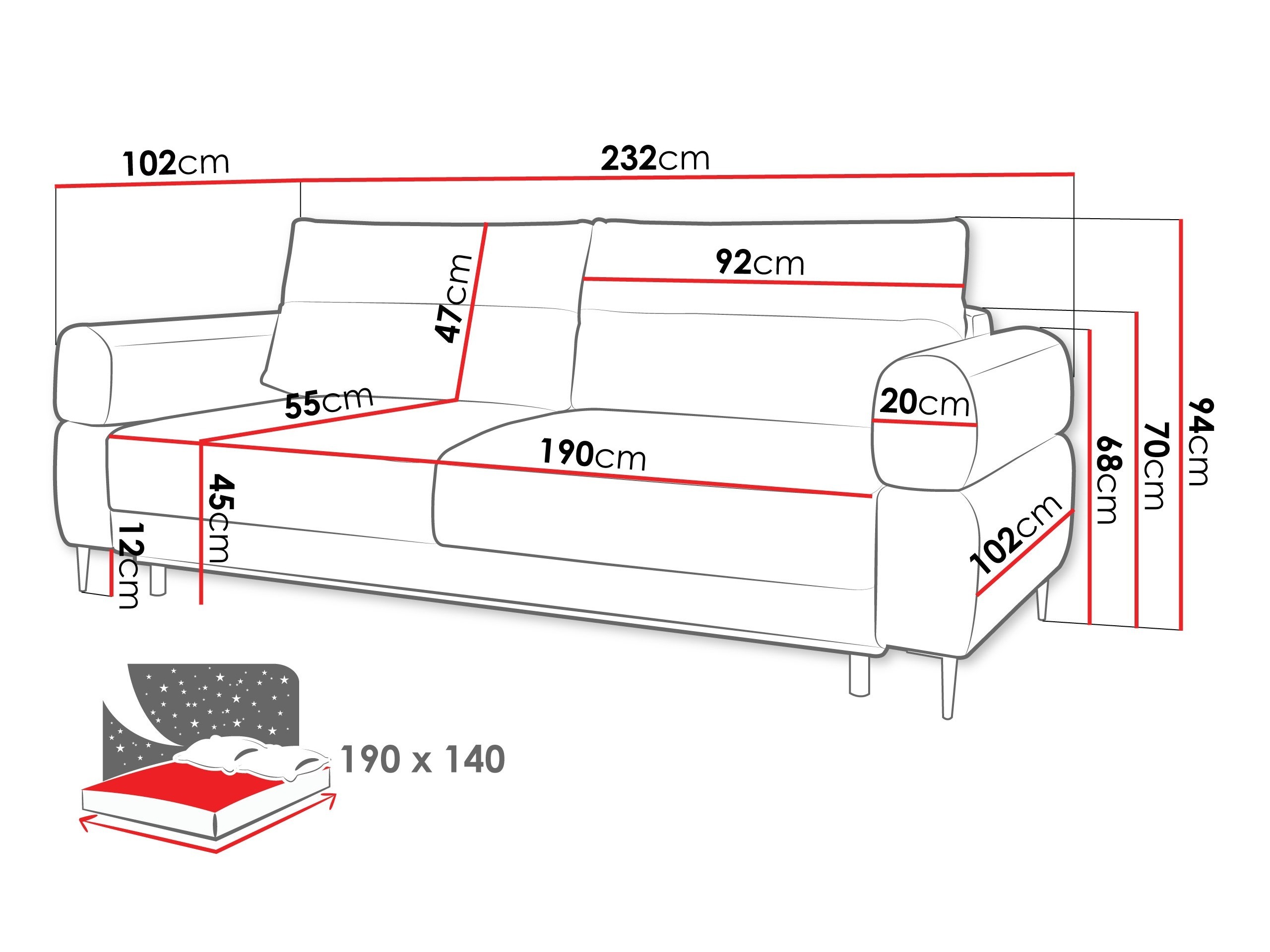 Kanapéágy ComfiDream Celel (Blur 19)