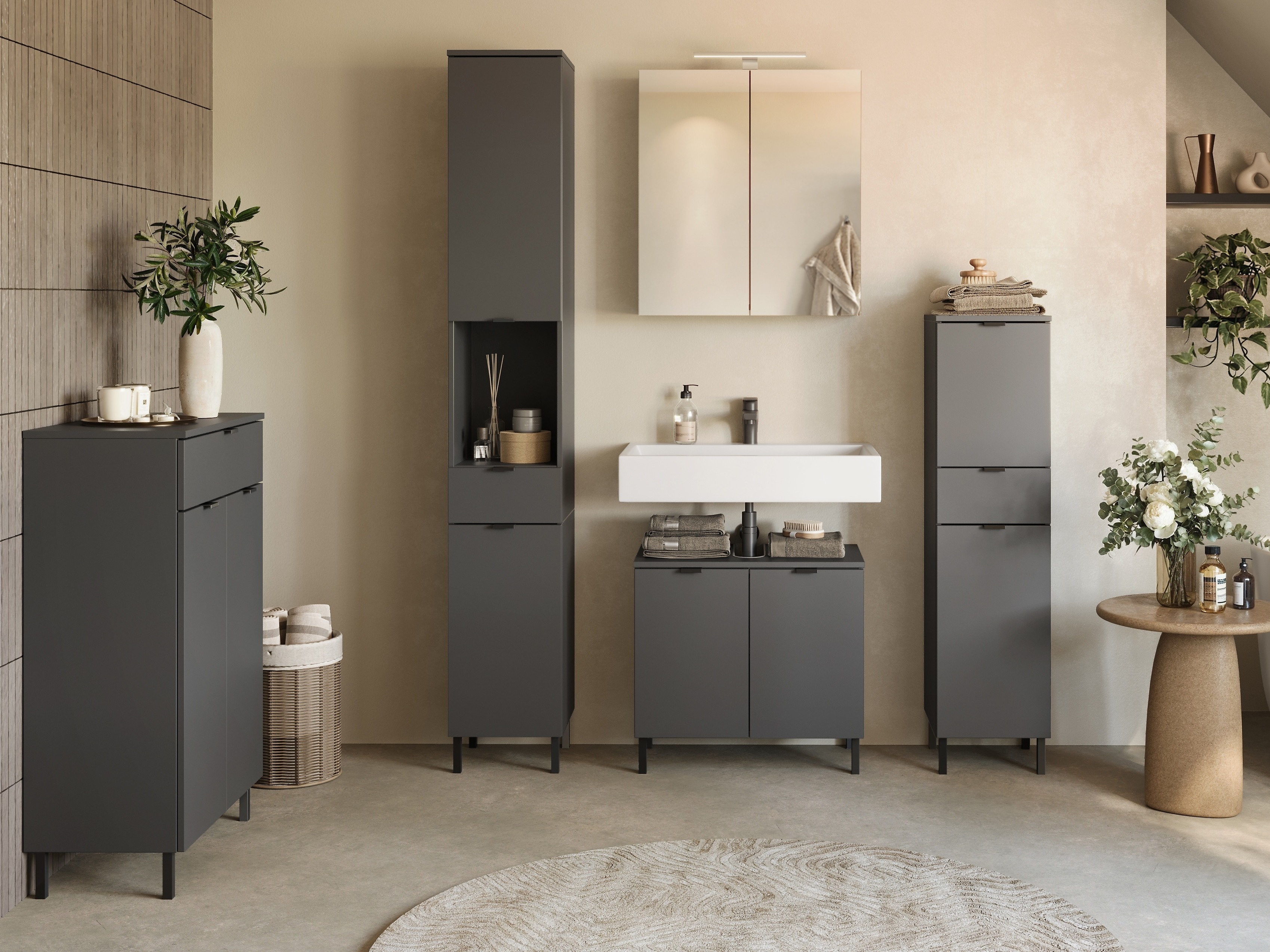 Álló fürdőszoba szekrény Felfere 101 (Antracit)